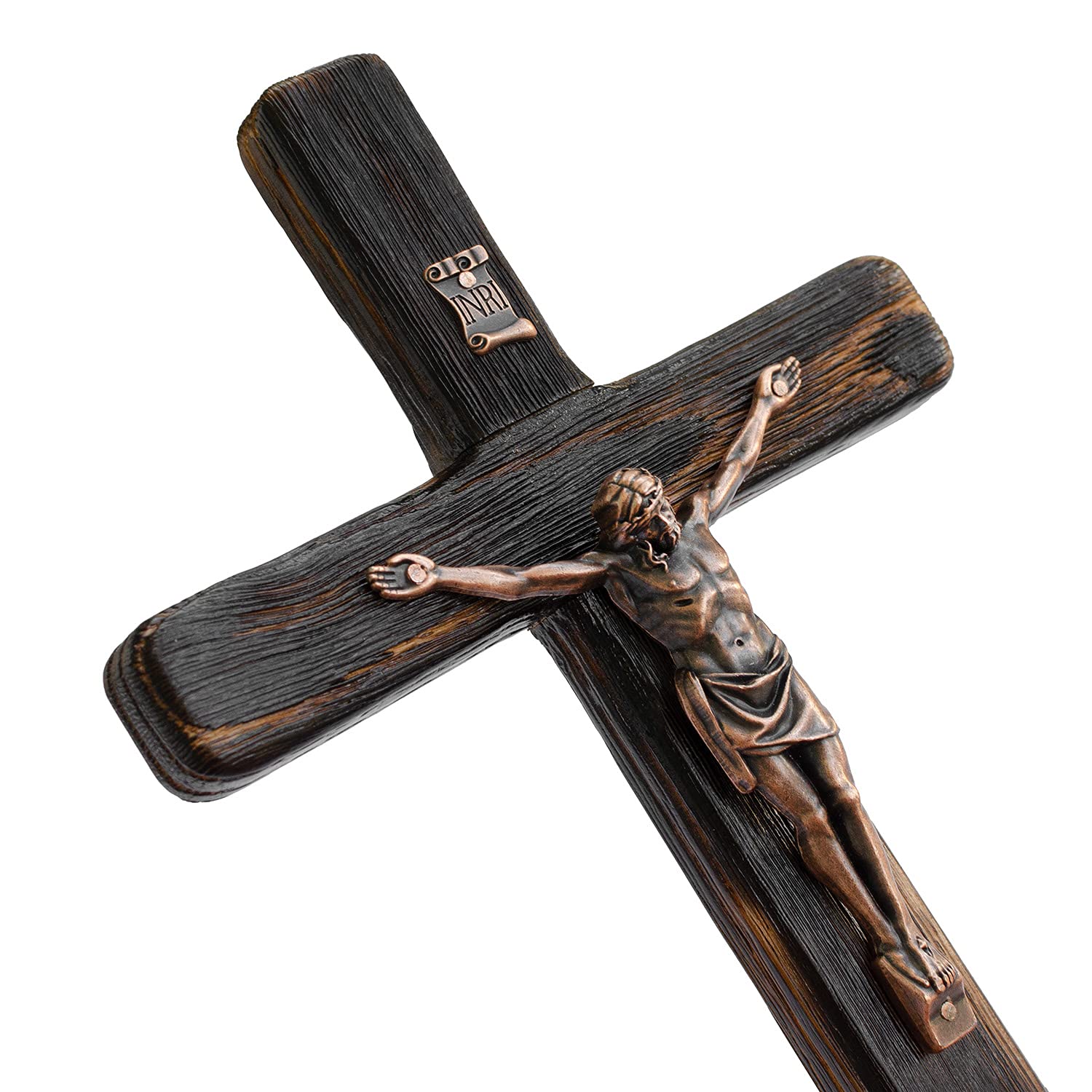 Asterom Rustic 12 Inch Wall Cross Handmade Wooden Crucifix