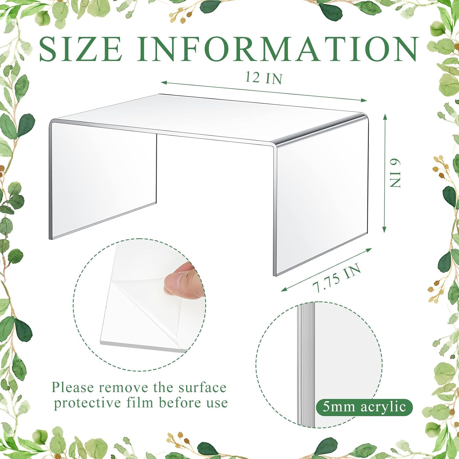 2 Pc 12 Inch Clear Acrylic Risers Display Stand