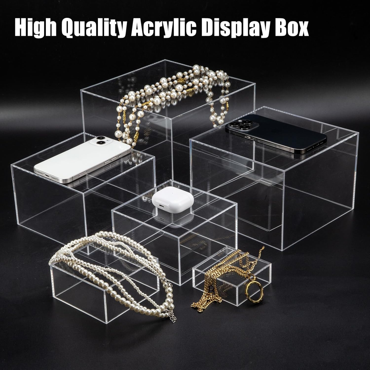 Cliselda 6Pcs Clear Acrylic Display Risers for Buffet Tables