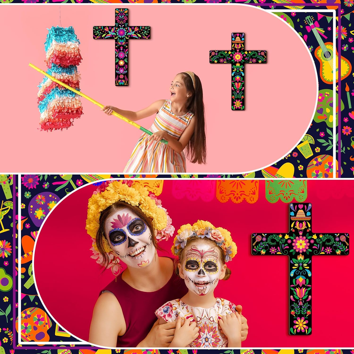 Pinkunn 2 Pcs Mexican Cross Wall Decor Decorations