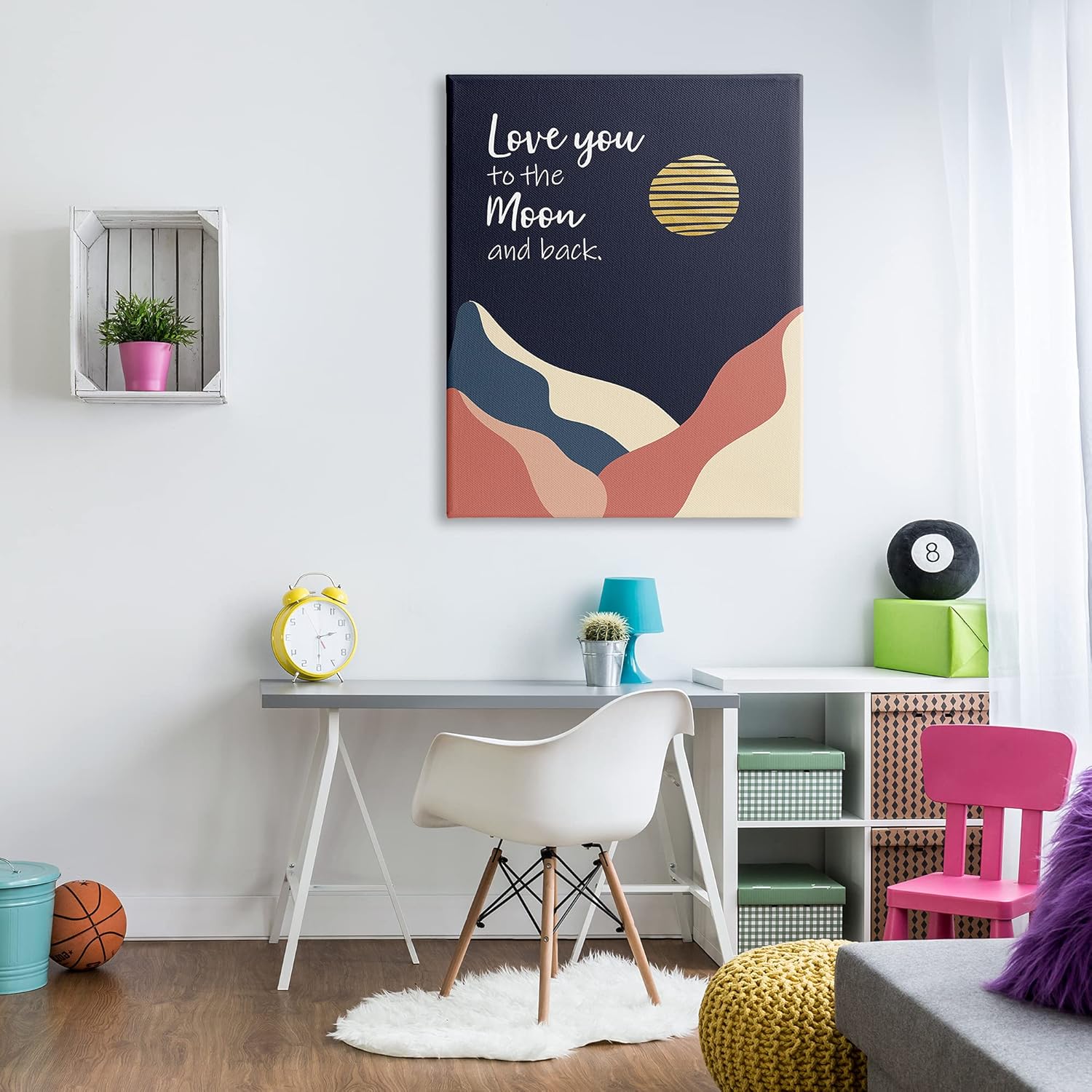 Stupell Industries Love You to Moon Canvas Wall Art Blue 1