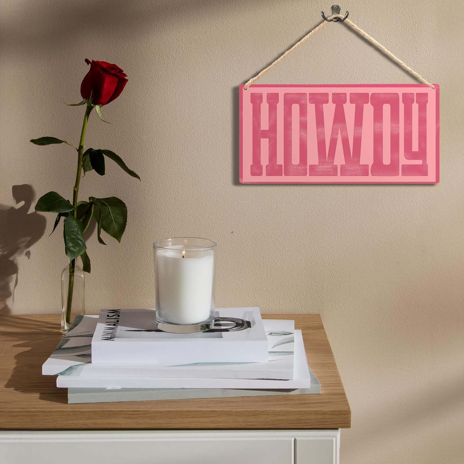Howdy Sign - Preppy Hot Pink Cowgirl Wall Decor