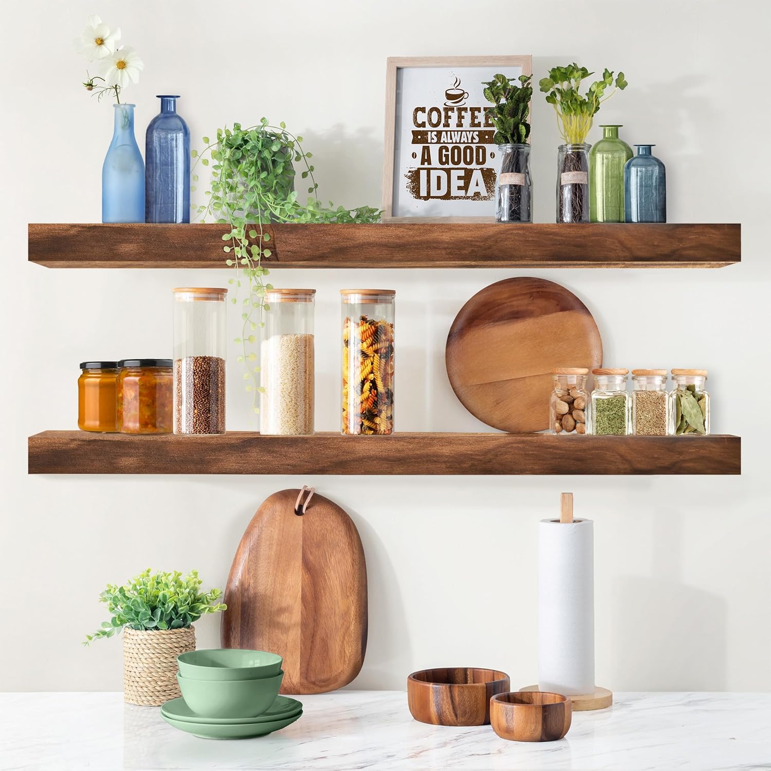 Sorbus 35-inch Solid Wood Floating Shelves Set of 2