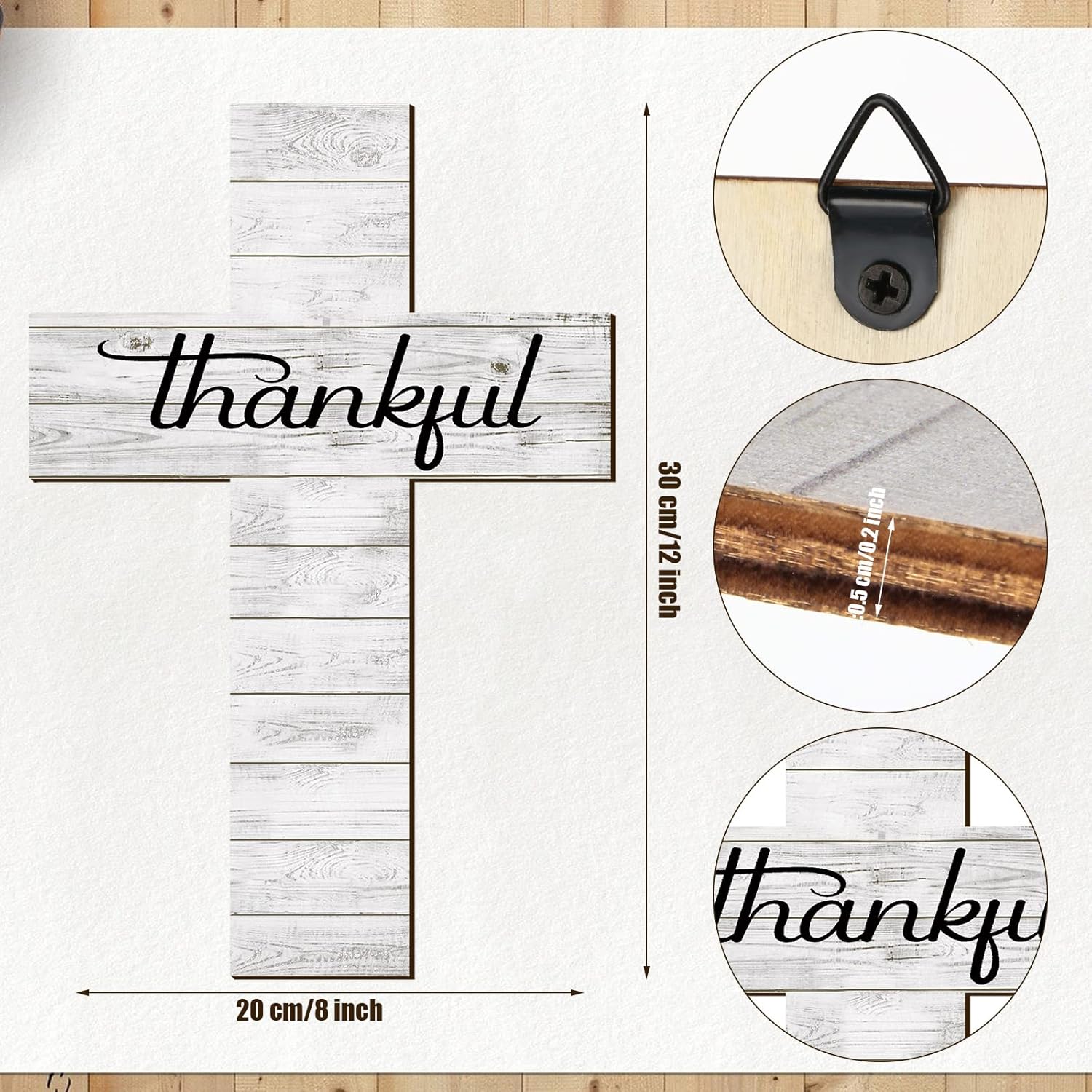 Yookeer 3 Piece Grateful Cross Wall Decor