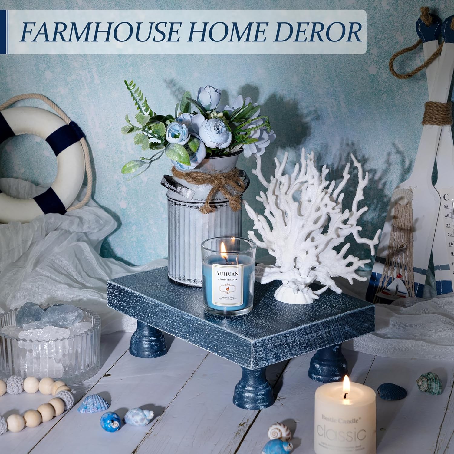 Blue Decorative Display Risers for Home Kitchen