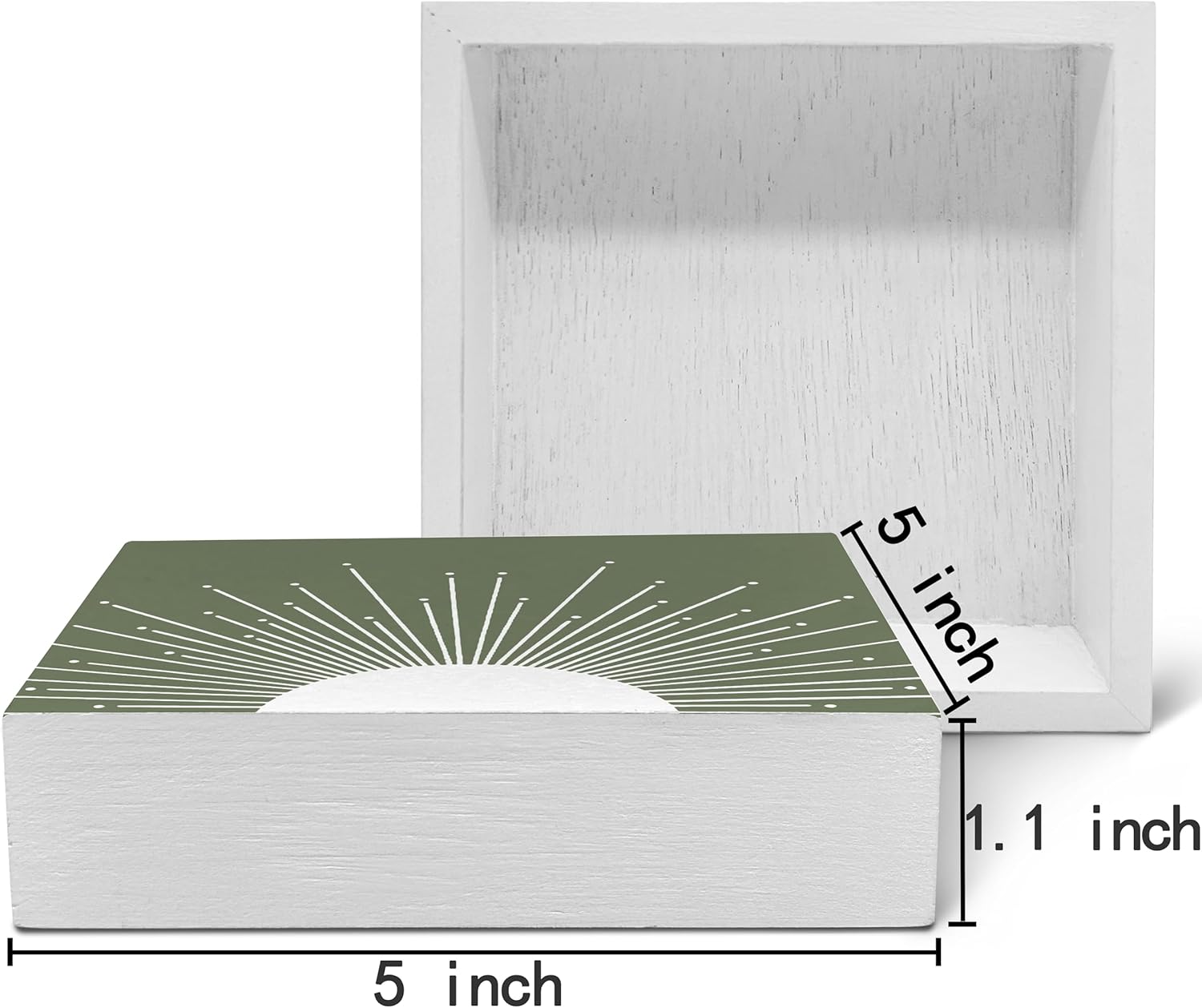 SRADMO Abstract Boho Green Wood Box Sign Decor 1