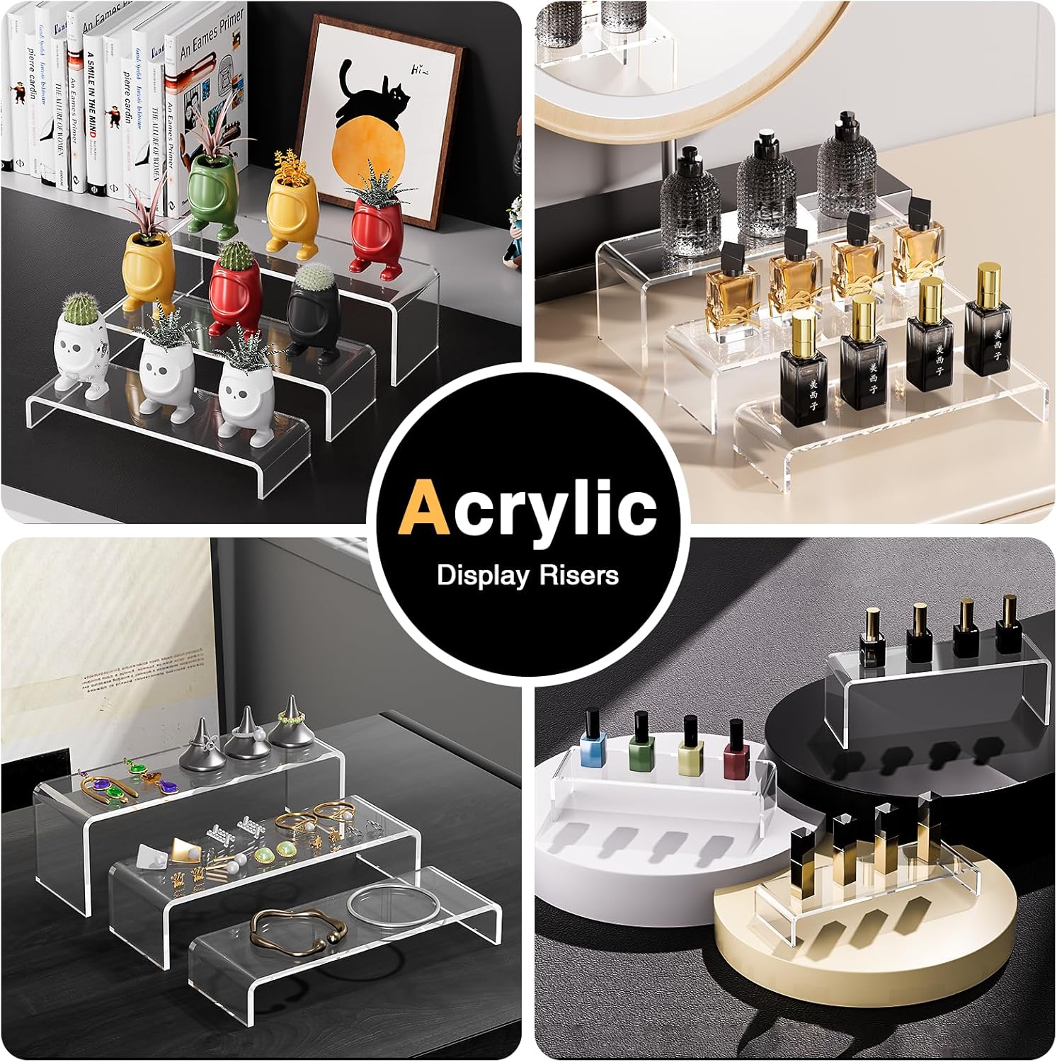 Acina 6Pcs Acrylic Display Risers for Collectibles
