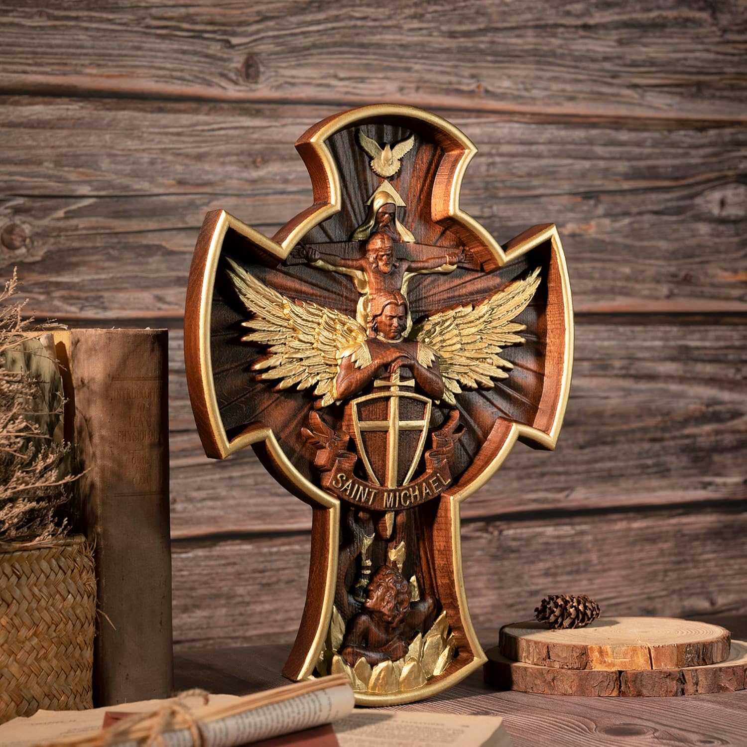 Bgcopper Saint Michael Cross Wall Decor 10 Inch