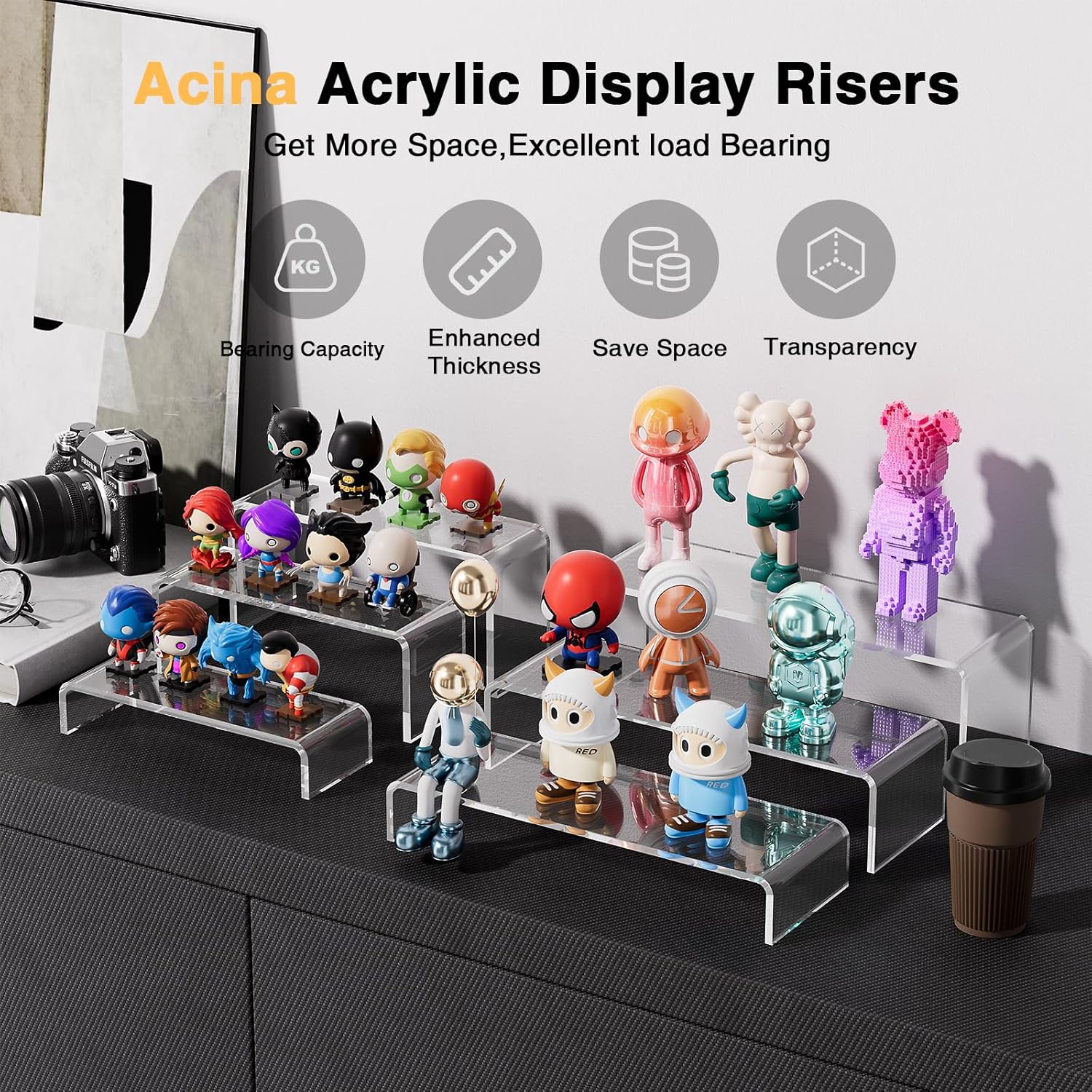 Acina 6Pcs Acrylic Display Risers for Collectibles