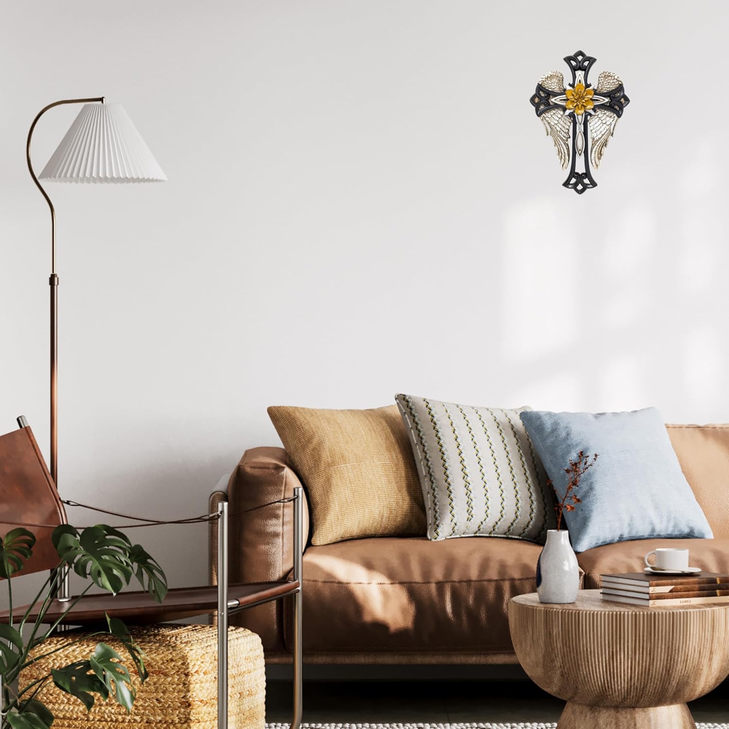 Angel Wings Cross with Flower - Decorative Wall Cross