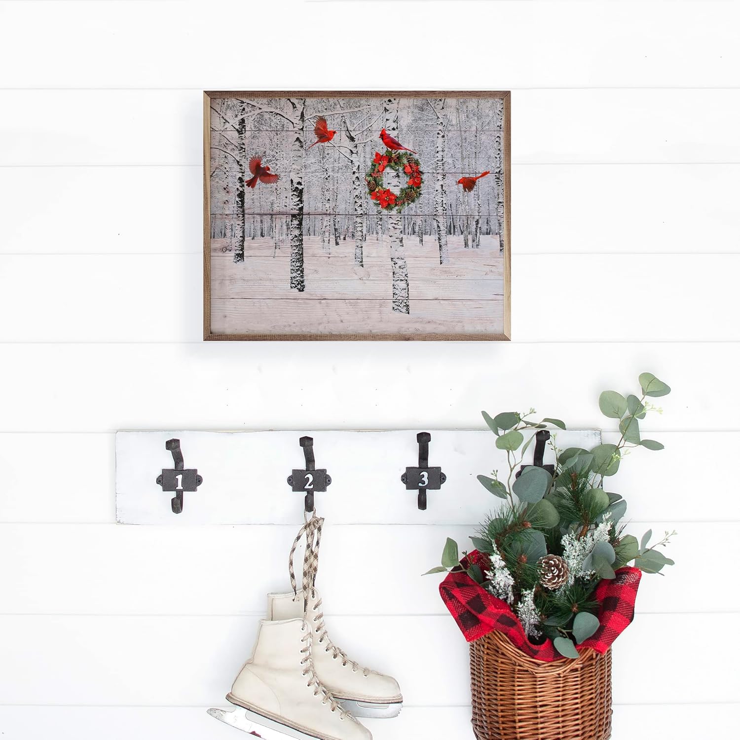 Cardinals In The Snow Wooden Wall Decor Sign 10x8