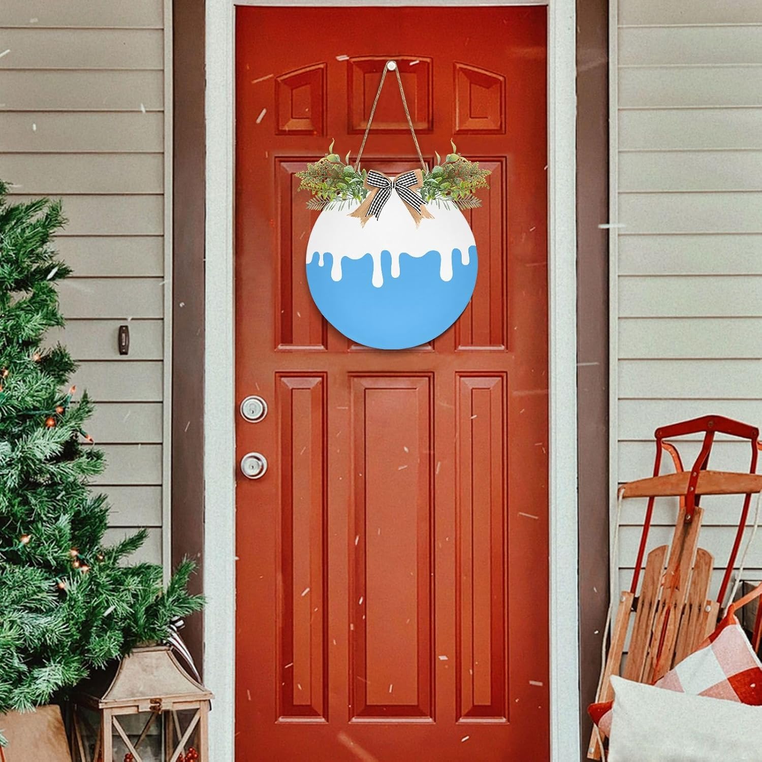 KOCOART Door Wreath Ice Cream Blue Rustic Wall Decoration