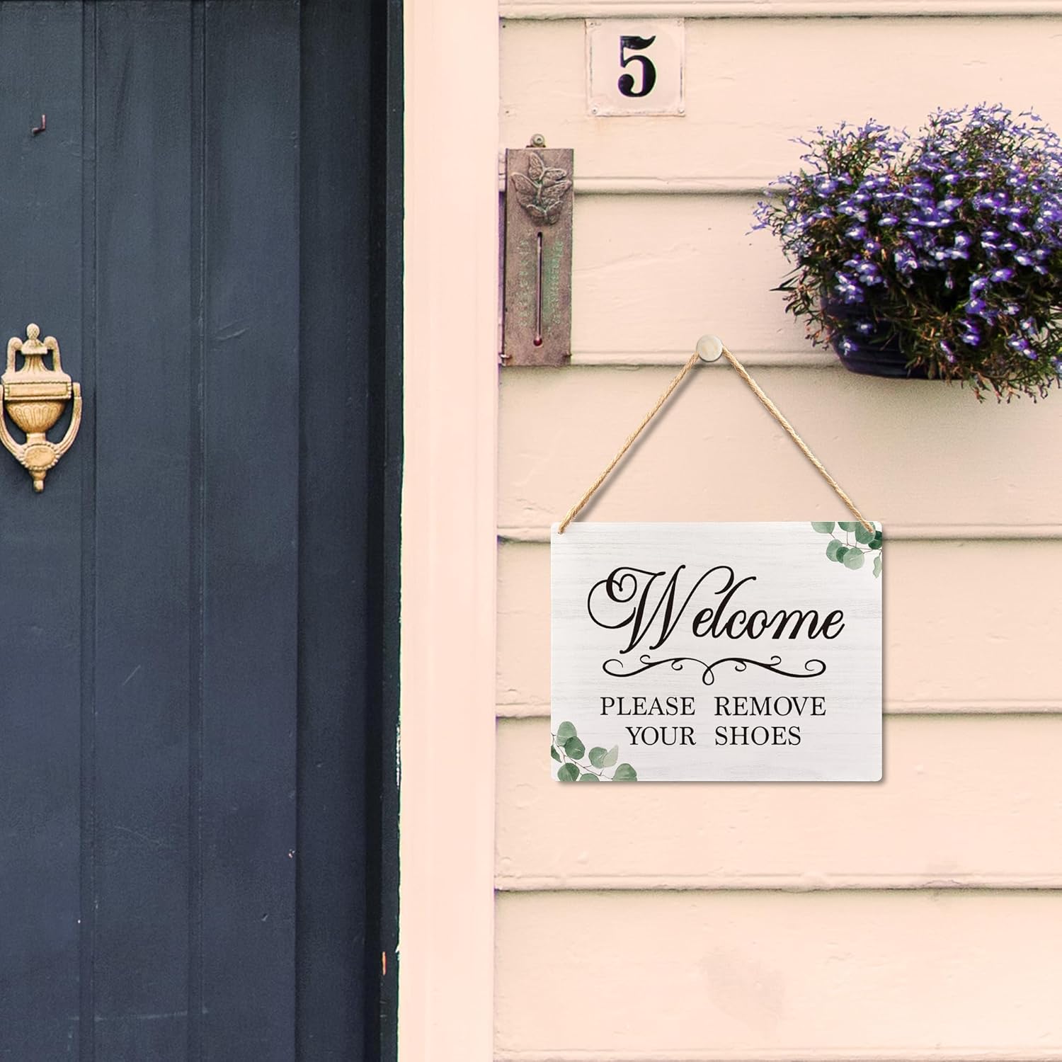 Lacosu Wall Pediments Shoes Off Sign 10x8 Inches