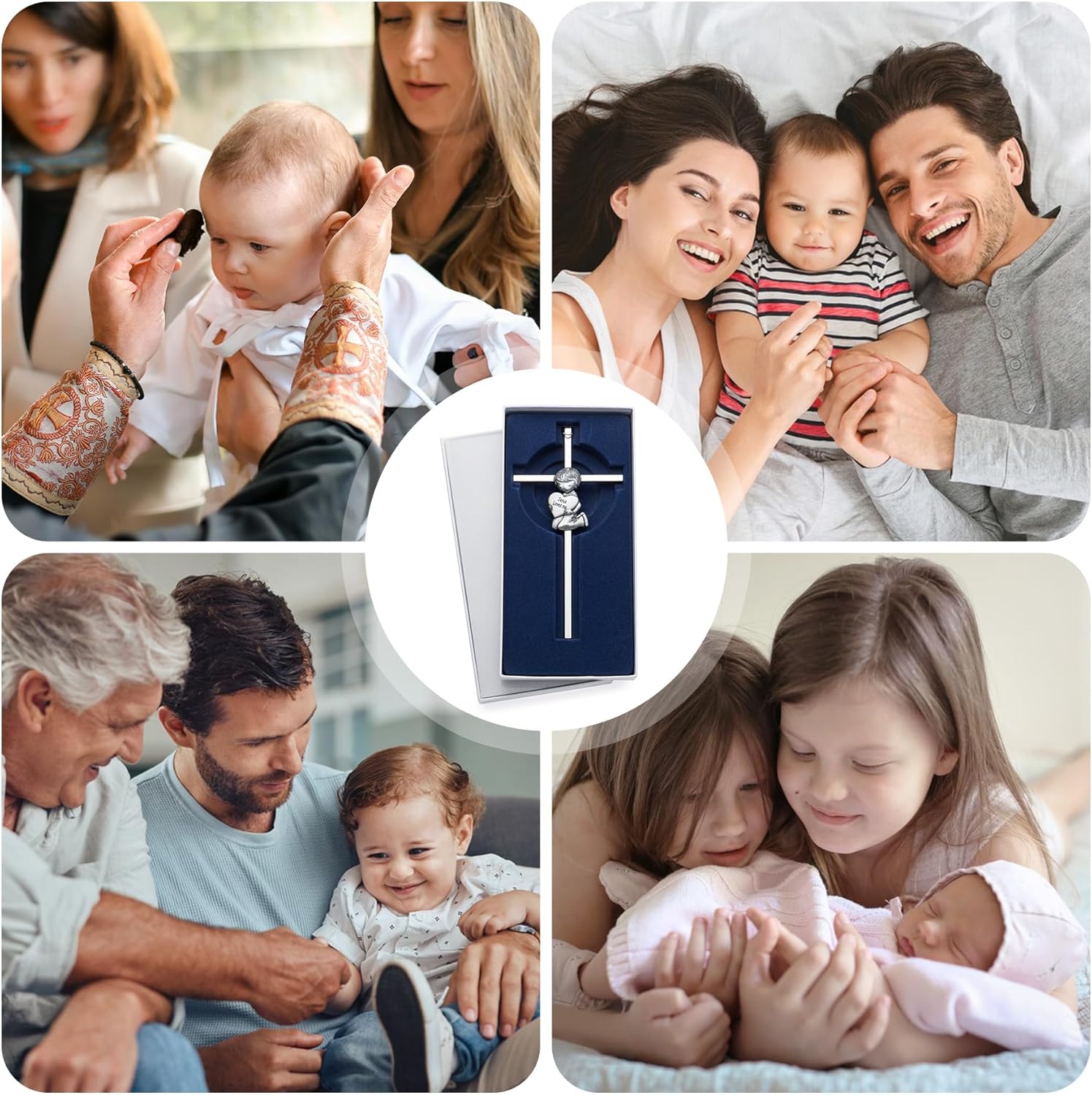 Baby Wall Cross Silver Blessing Baptism Gift for Boys