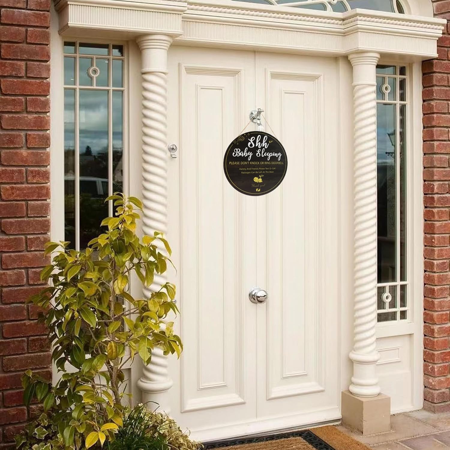 Baby Sleeping Sign Front Door Welcome Wooden Decor