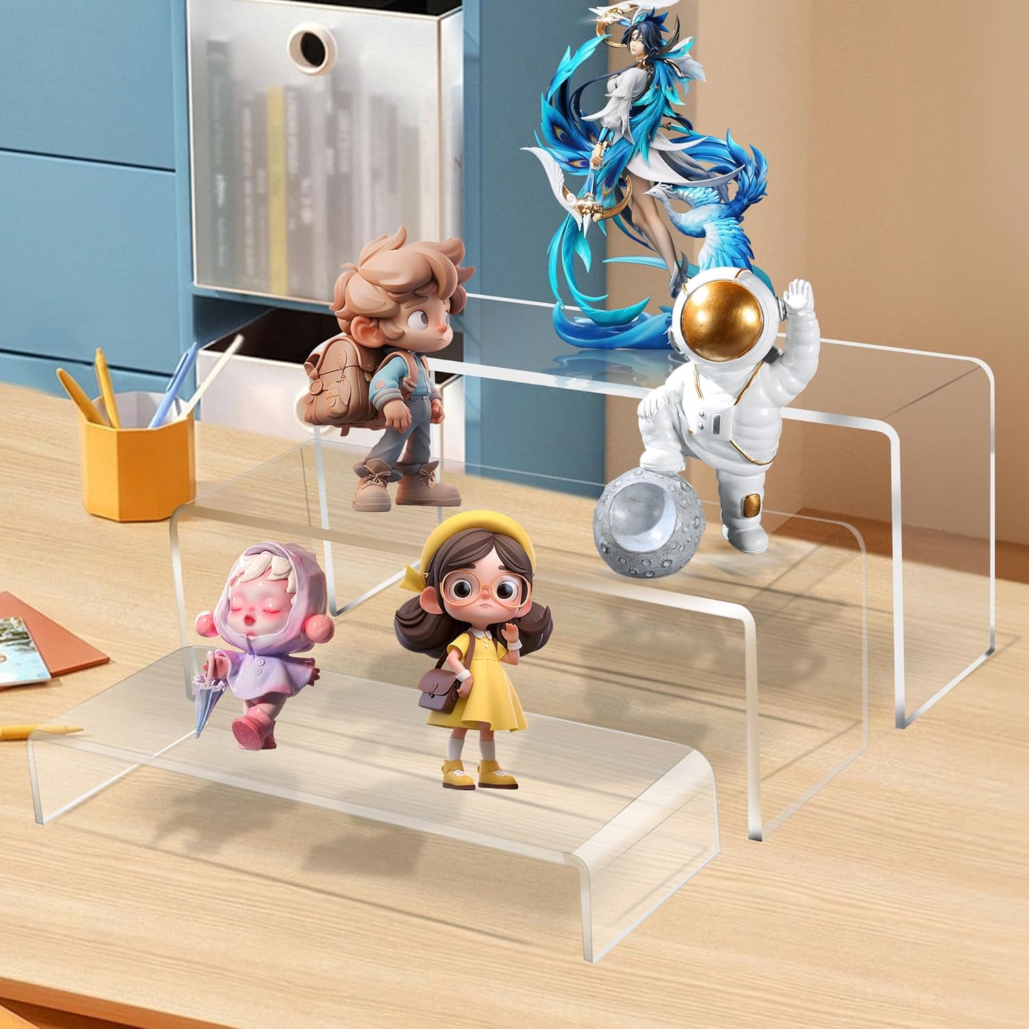Jusalpha 3-Piece Clear Acrylic Riser Set for Home Display