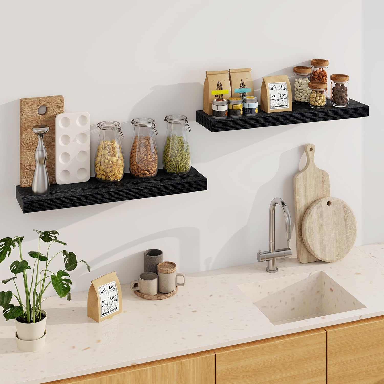 Fun Memories Floating Shelves Set of 2 32Inch Black