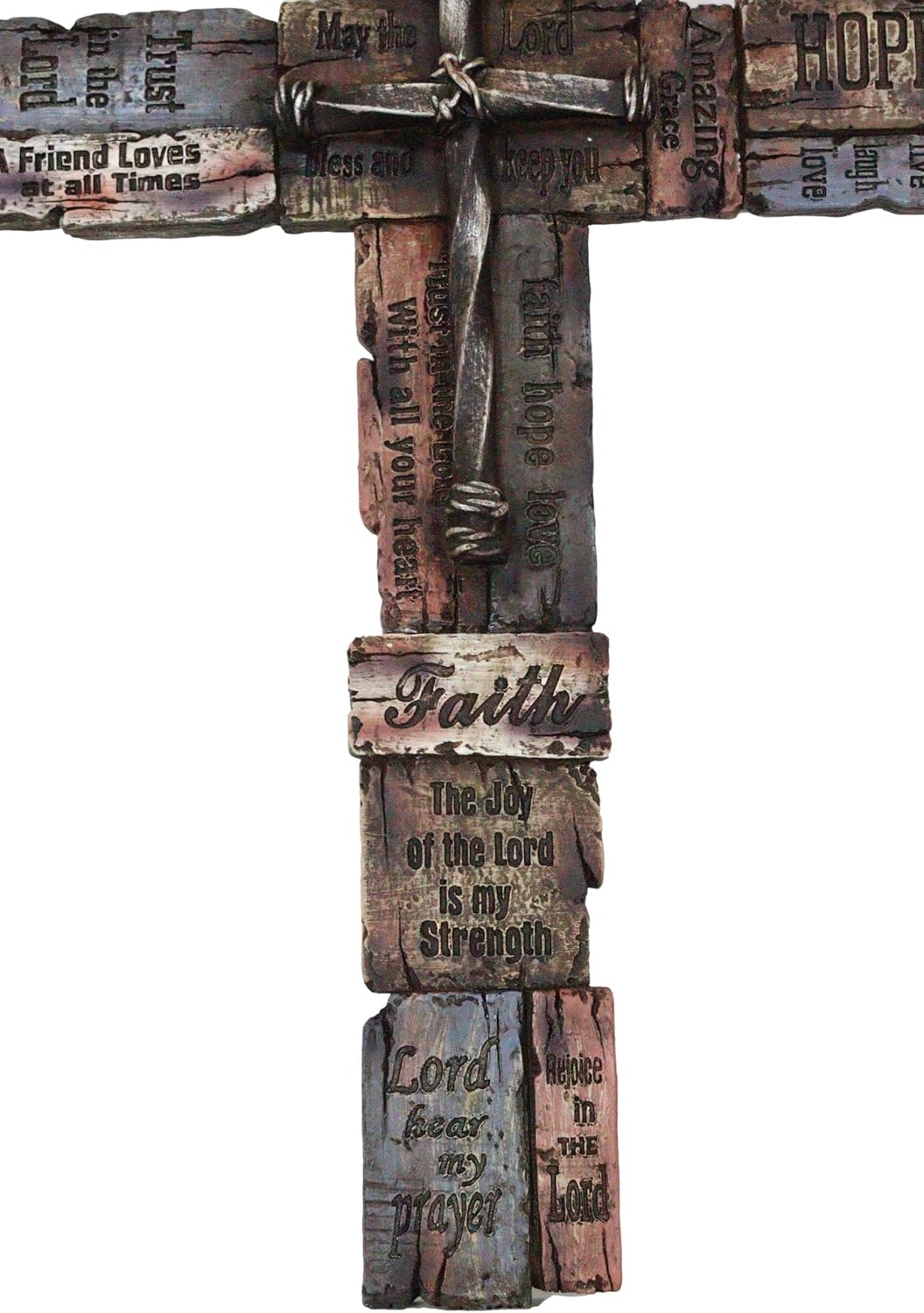 Ebros Gift Rustic Wall Cross Decor with Inspirational Words