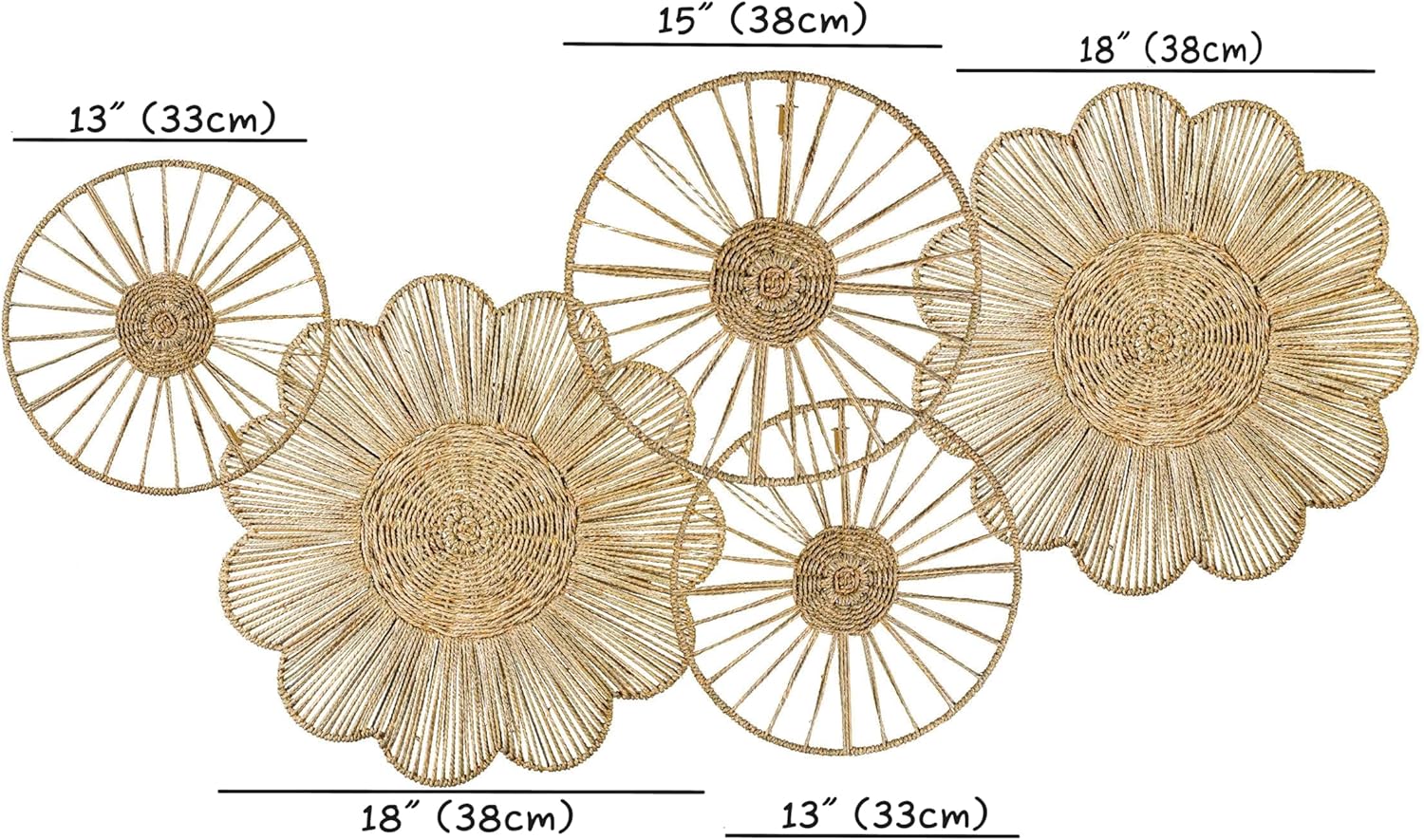 PEMAR Set of 5 Seagrass Wall Decor Baskets