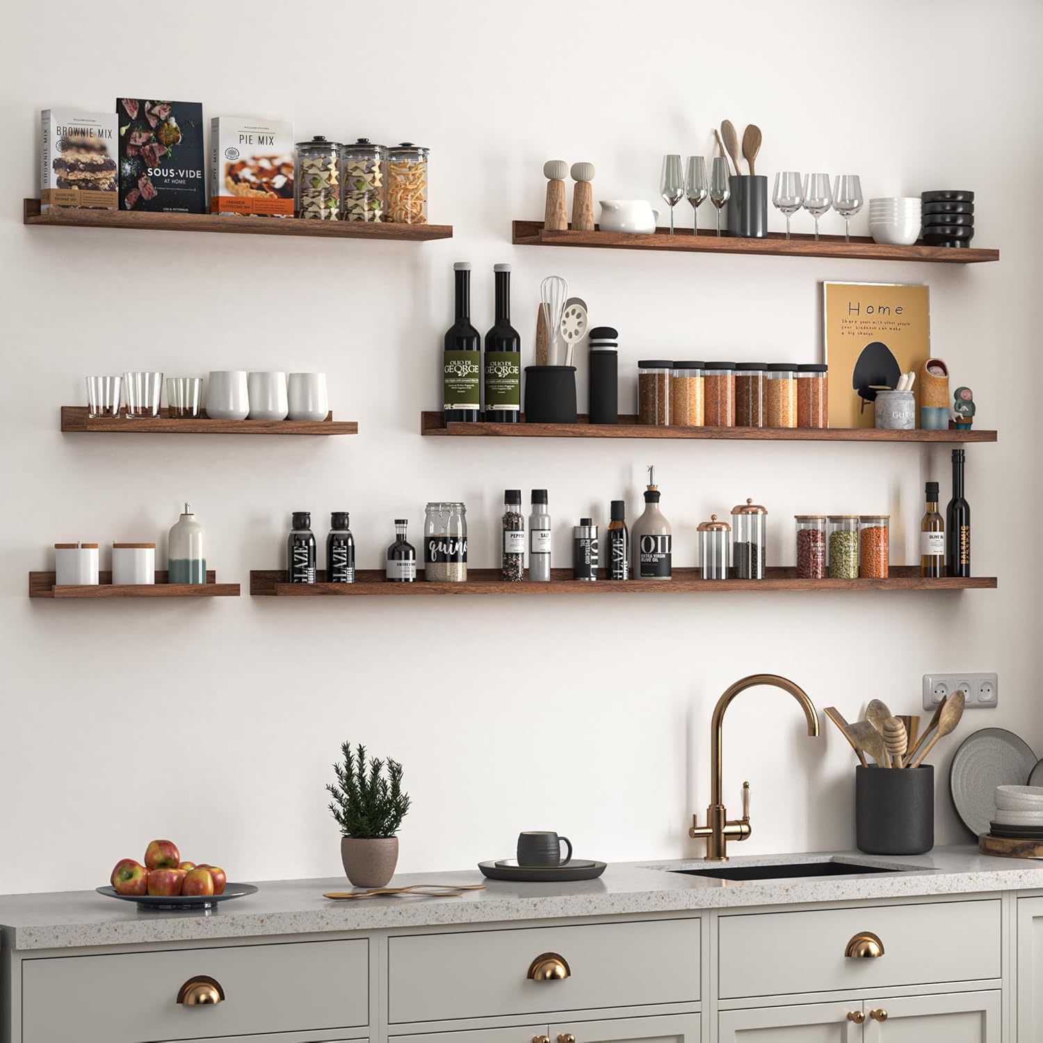 Heimlove Floating Shelf Set of 2 48 Inch WallMounted Picture Ledge