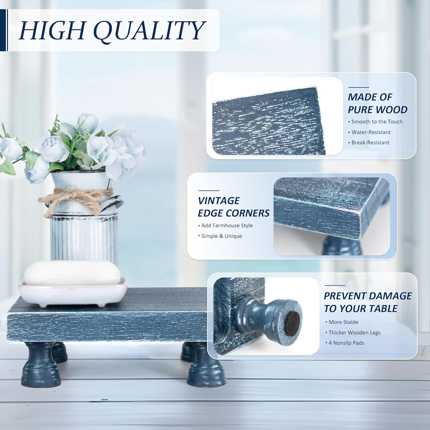 Blue Decorative Display Risers for Home Kitchen