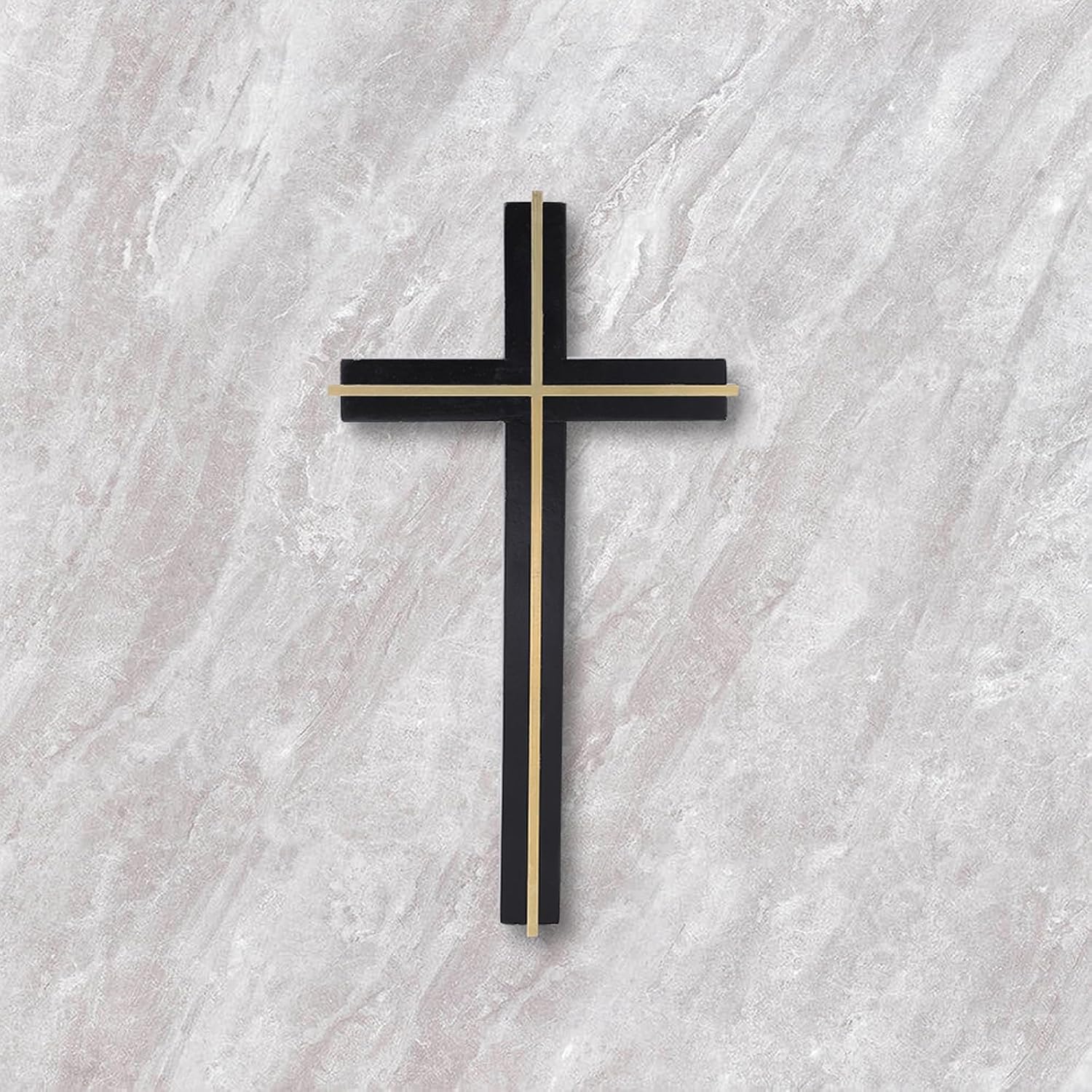 VINETEN Wall Cross Catholic Black Wood and Metal Alloy Decor