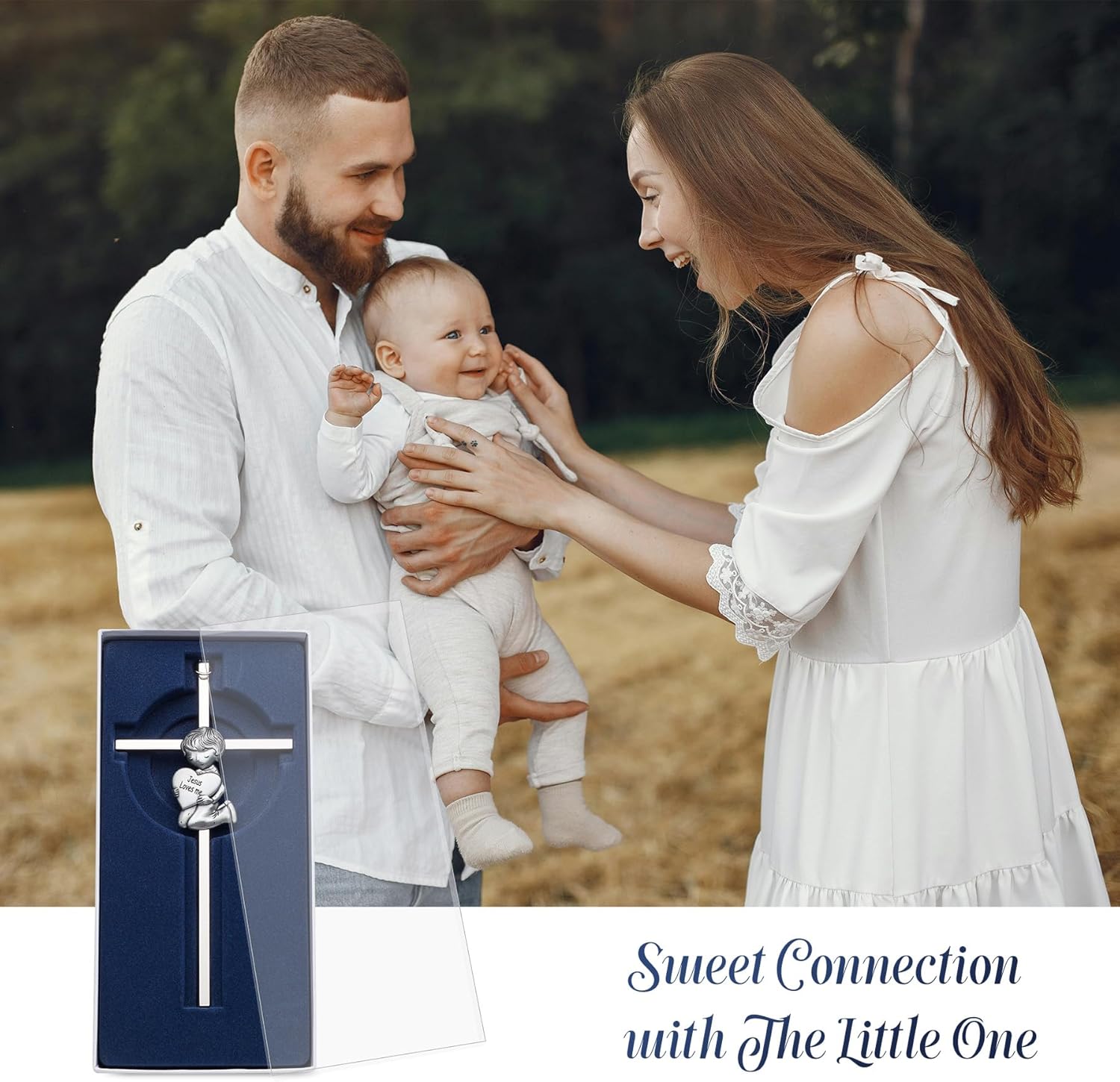 Baby Wall Cross Silver Blessing Baptism Gift for Boys