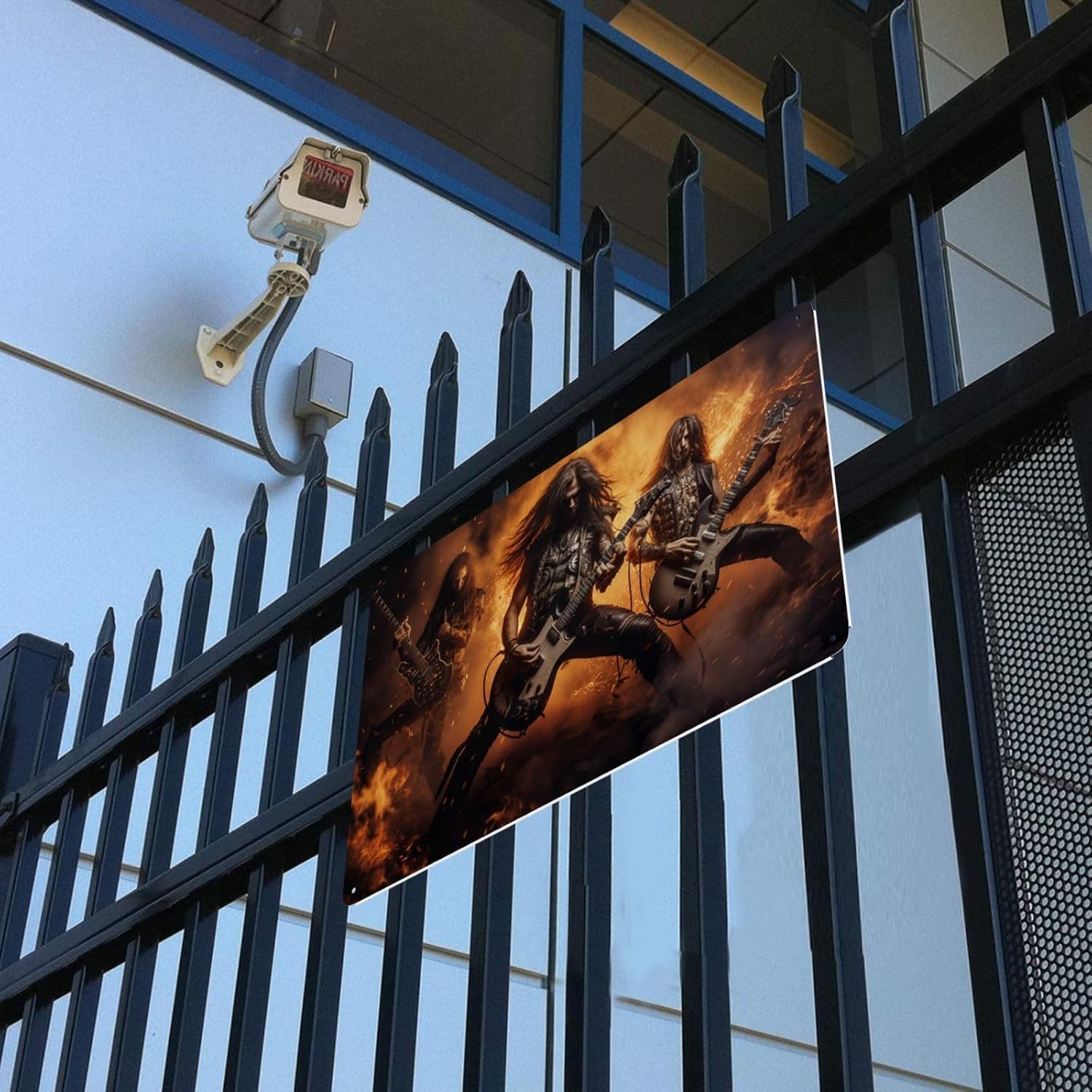 Blazing Metal Guitar Wall Art Sign 12x16inch