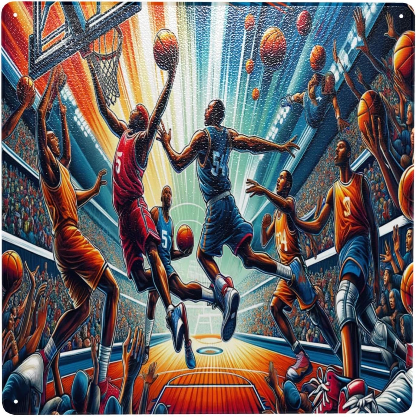 Retro Metal Basketball Tin Sign Wall Art 8x8inch