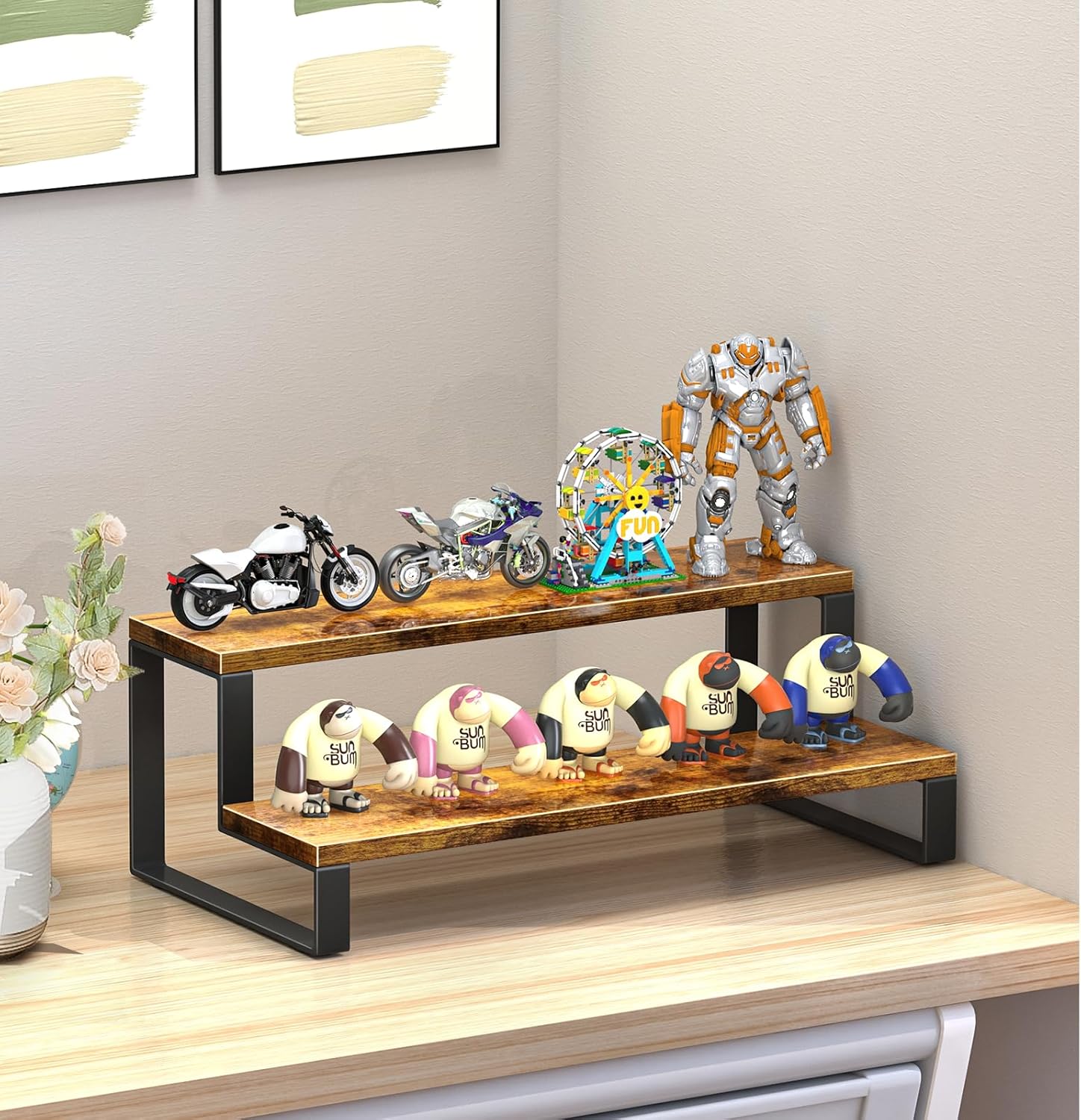 ELITEROO 2 Tier Wooden Display Riser Stand