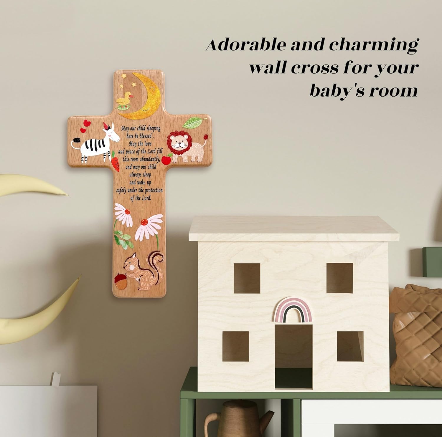 Oraaham Baby Wall Cross Decor Angel Ornament
