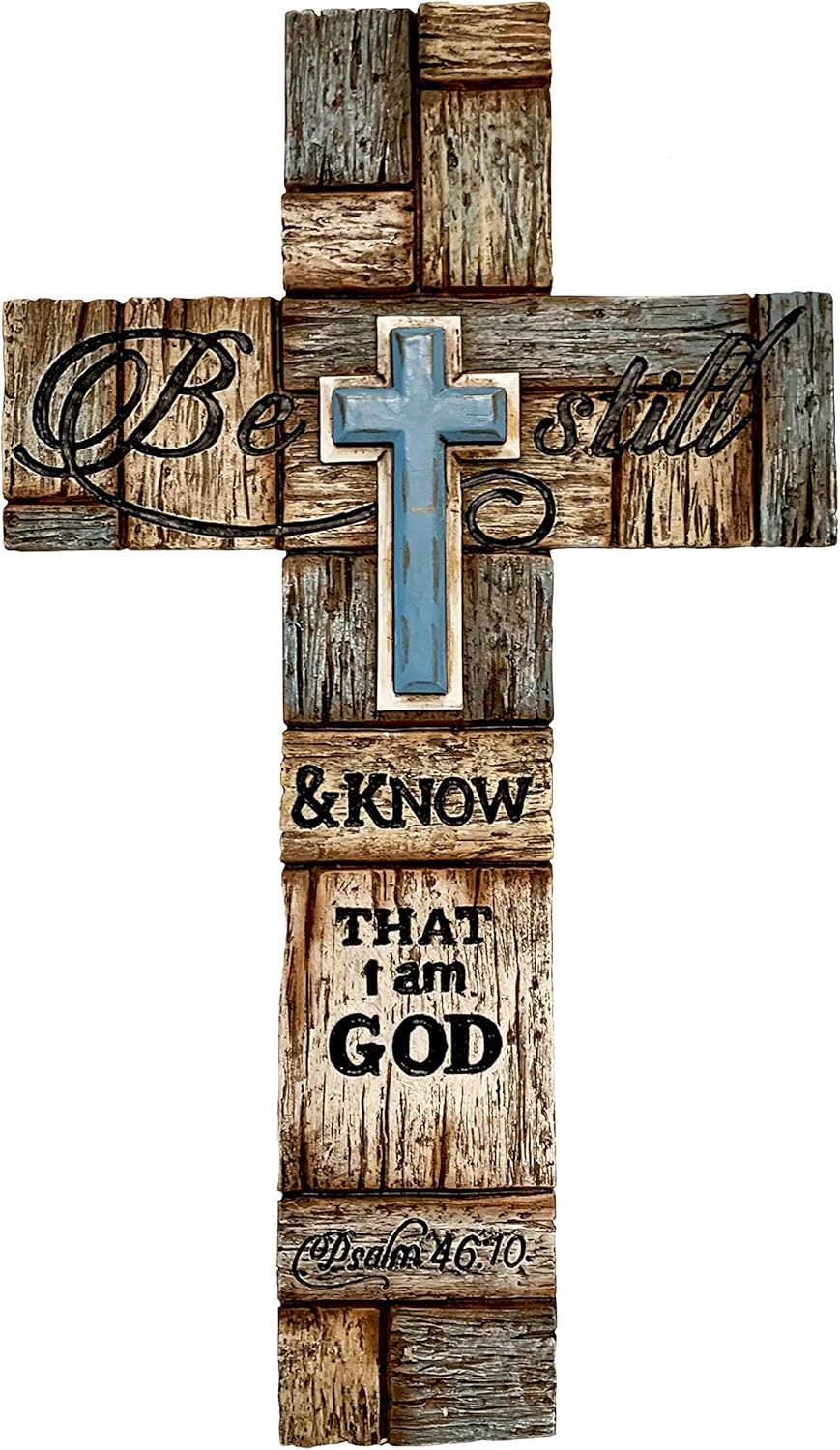 Top Brass Inspirational Layered Wall Cross - Psalm 4610