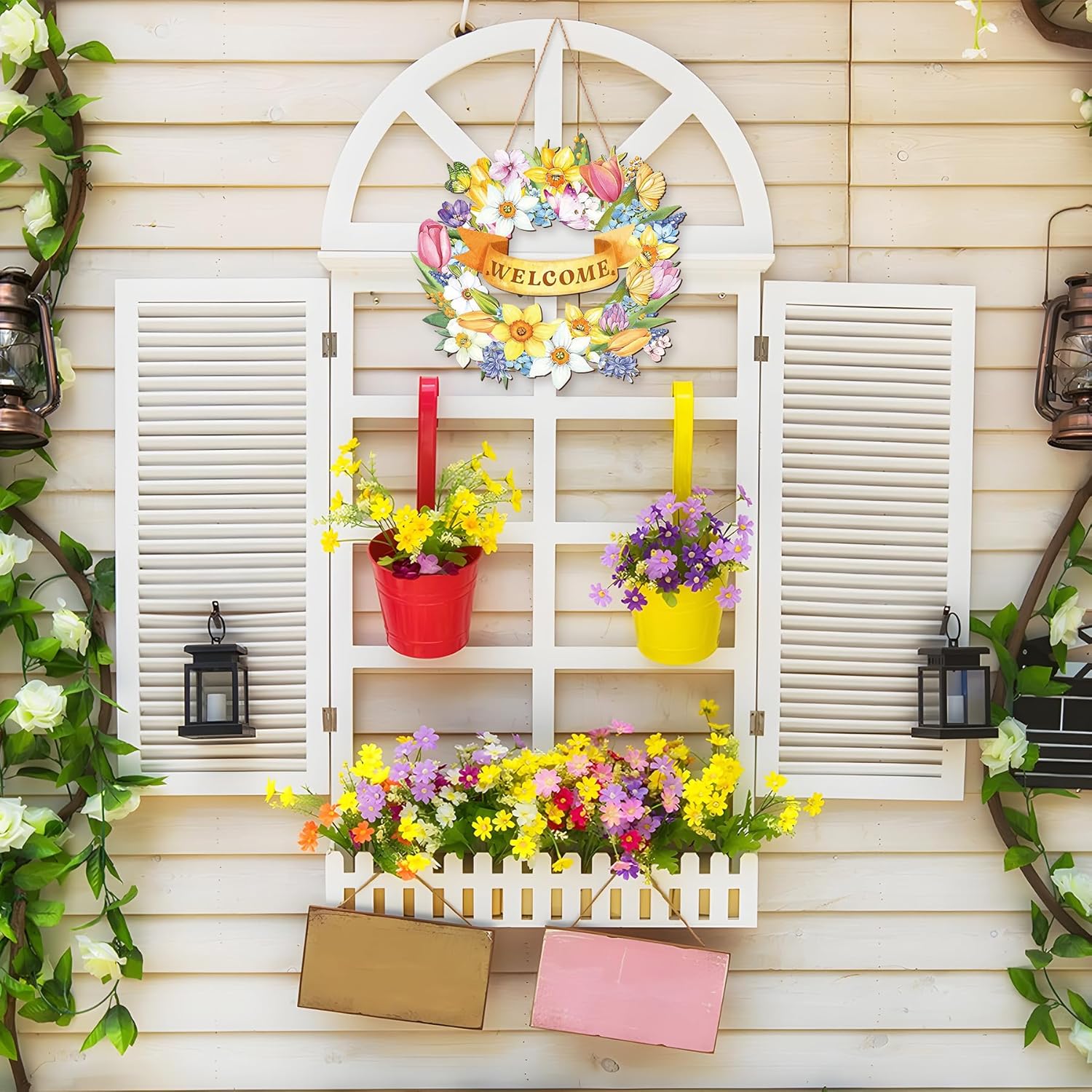 Spring Door Wreath Sign 115 Inch Flower Decor
