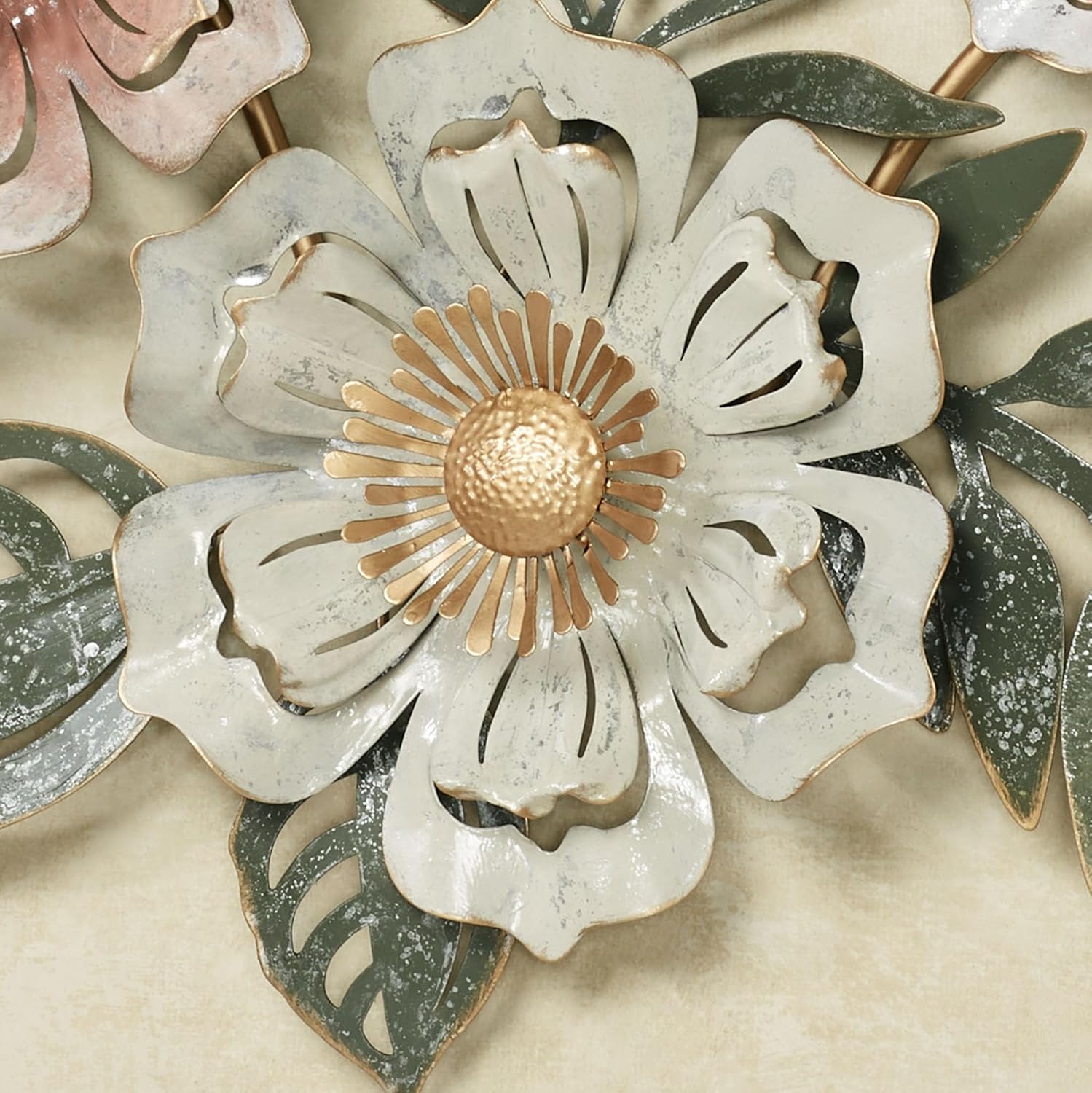 Floral Sway Wall Art Sculpture - Pastel Pink Gold Handpainted
