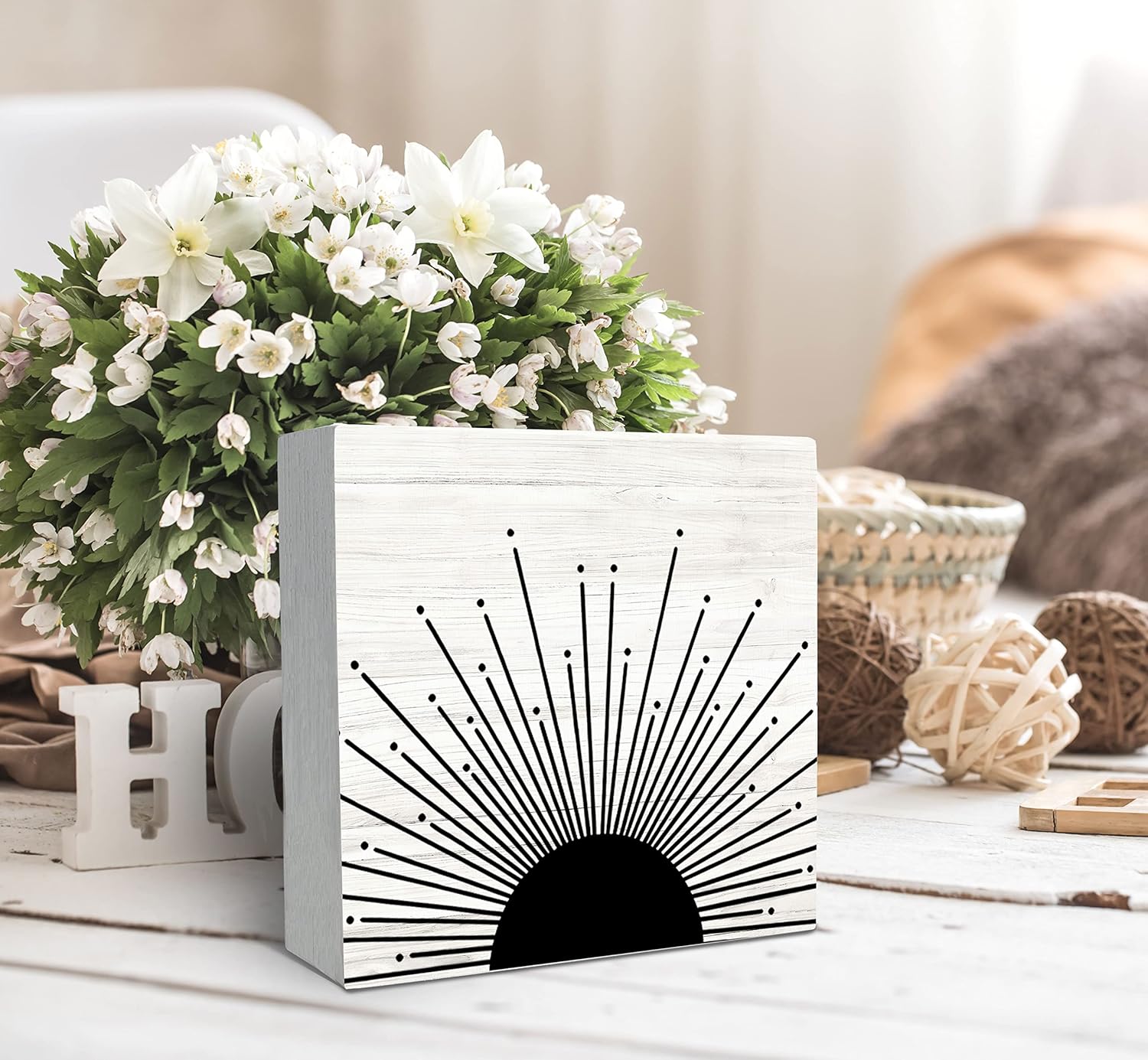 SRADMO Abstract Boho Wood Box Sign Decor