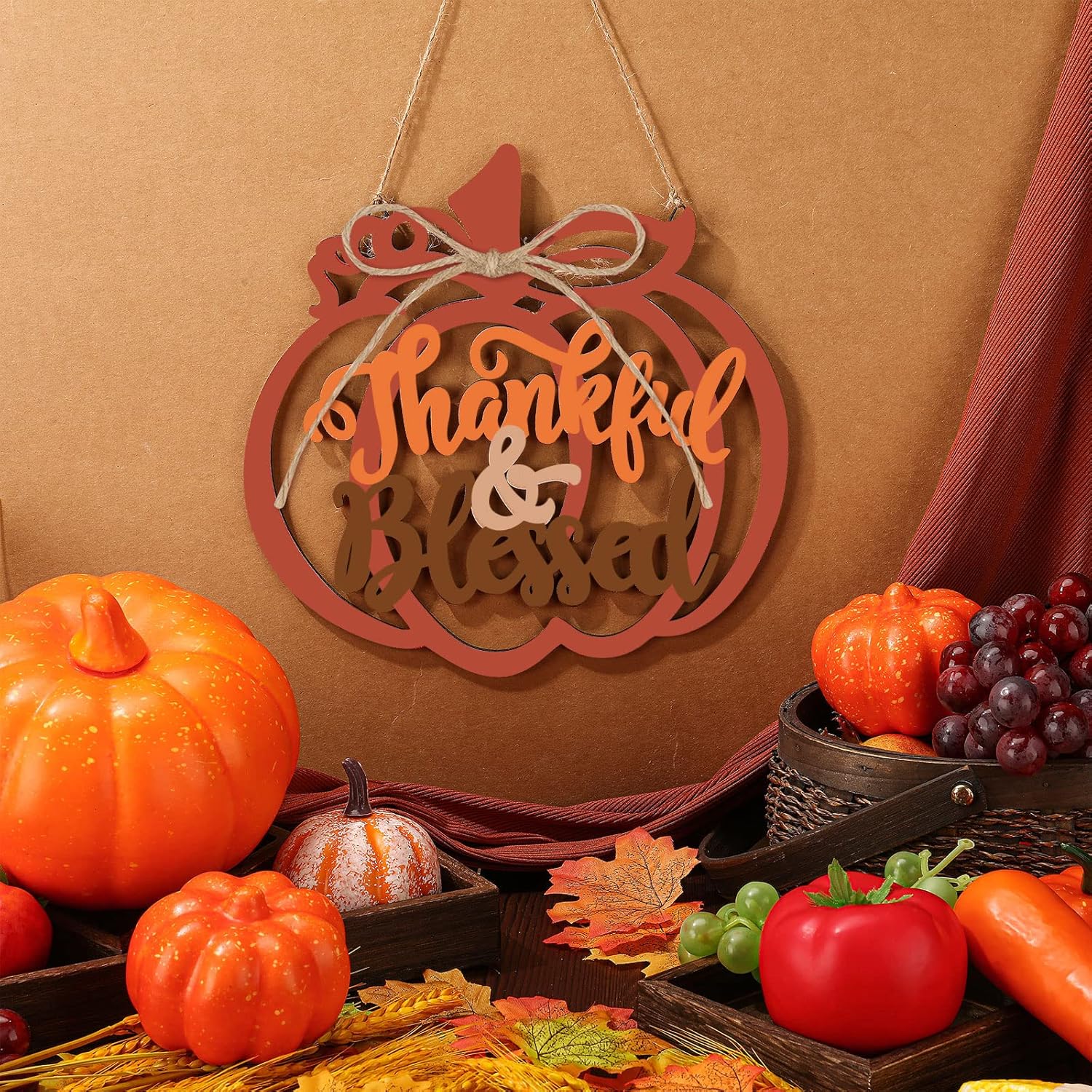 Thankful and Blessed Fall Pumpkin Wall Decor