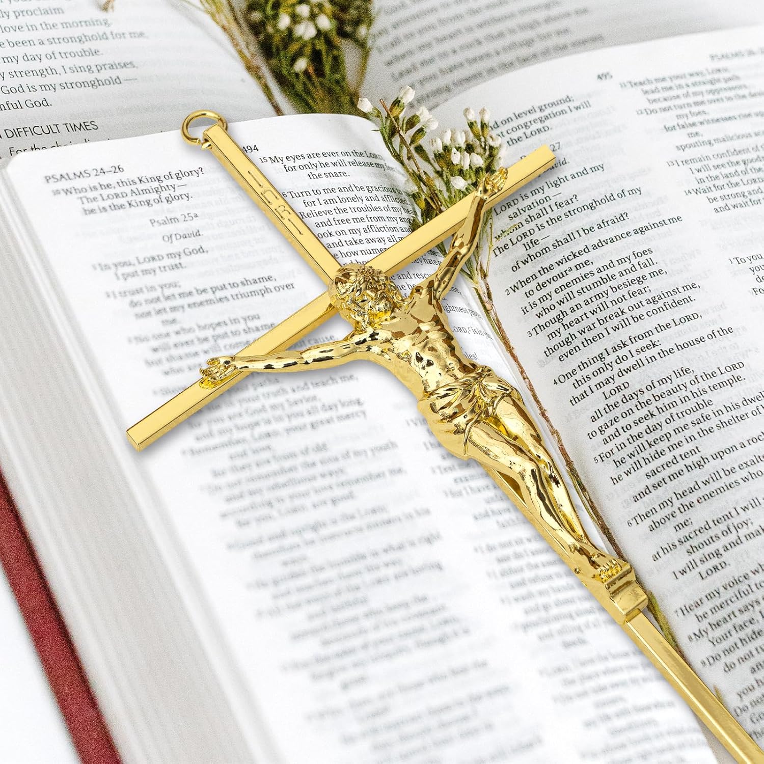 KUXBET 10 Inch Gold Metal Wall Cross Decor