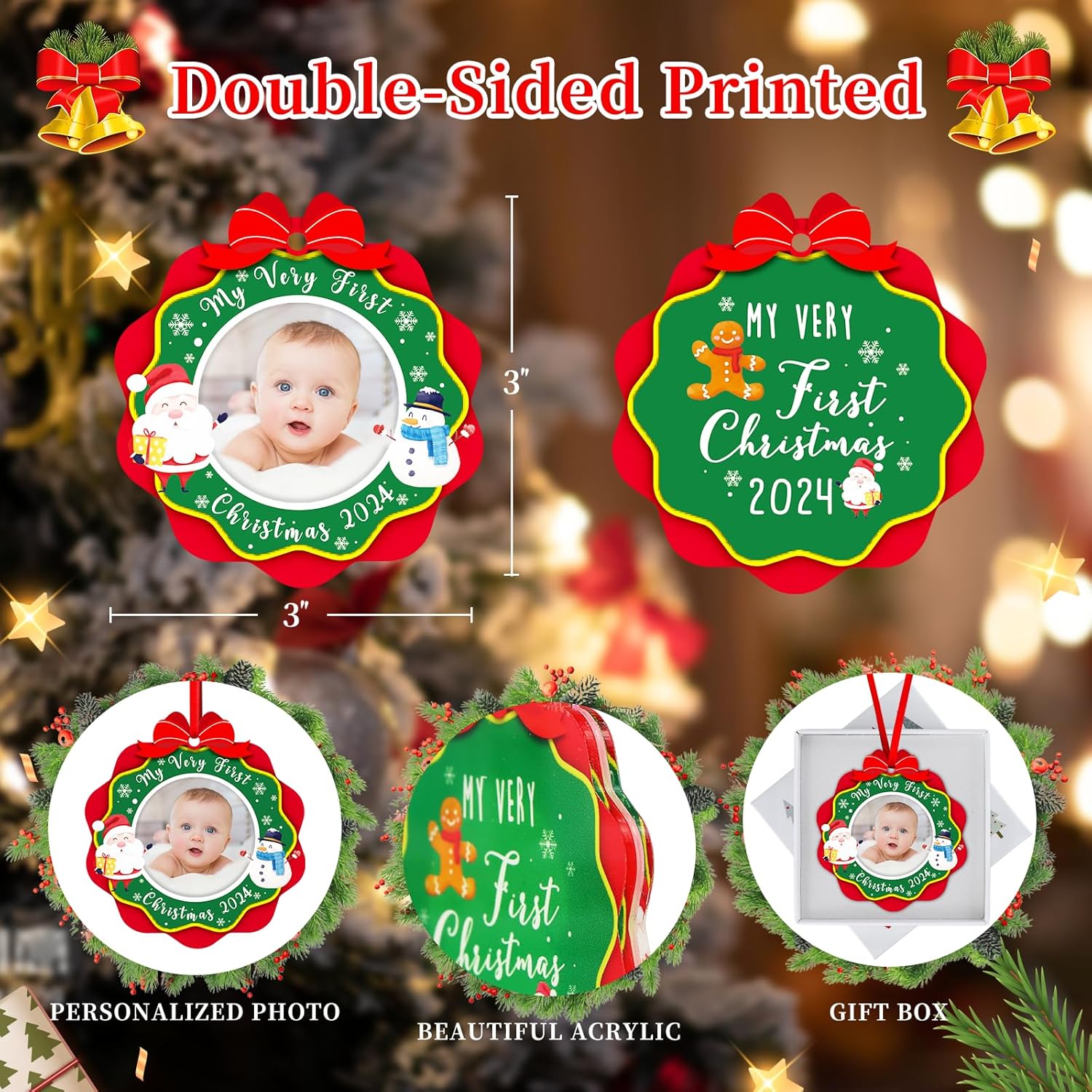 SICOHOME First Christmas Ornament 2024 for Newborn Baby