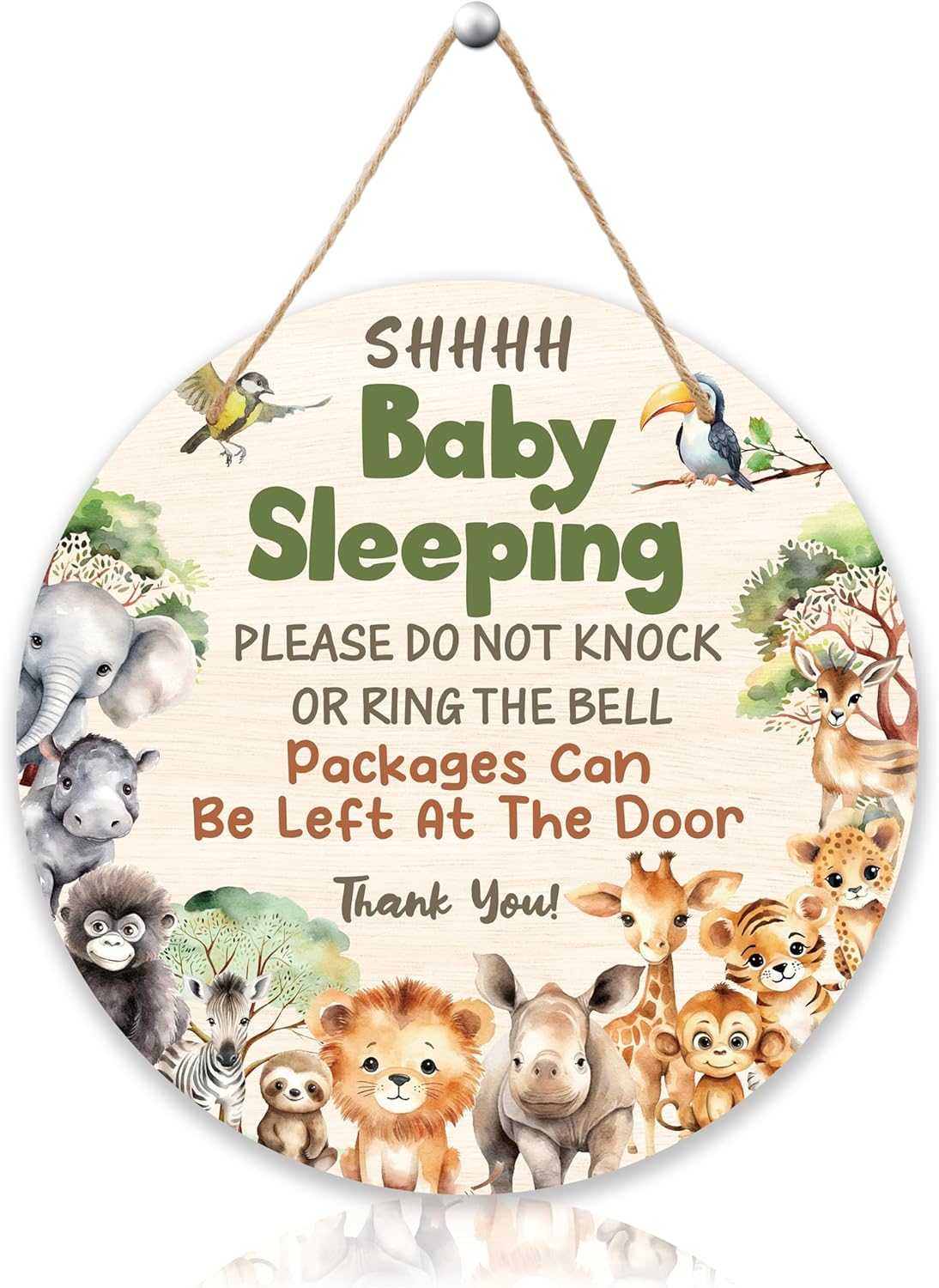 Safari Jungle Shhh Baby Sleeping Door Sign