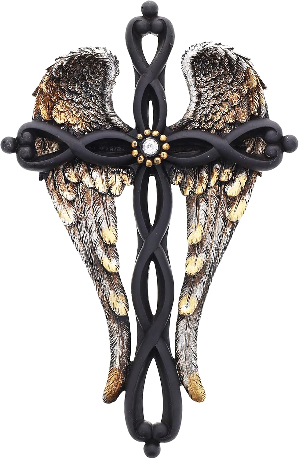 Top Brass Angel Wings Wall Cross - Spiritual Art Sculpture