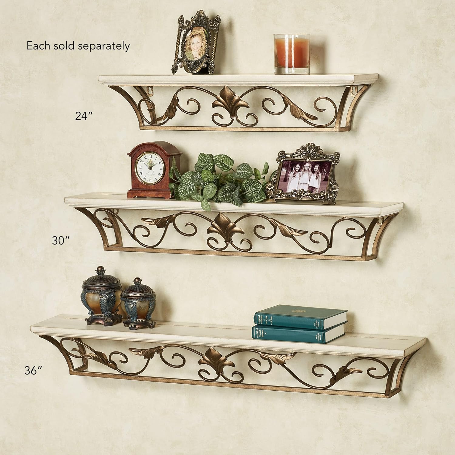 Touch of Class Delia Ivory Fleur De Lis Wall Shelf