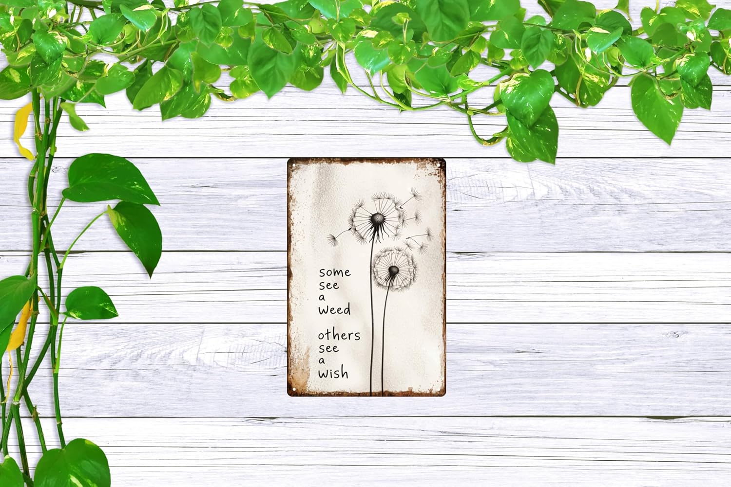Dandelion Wishing Wall Decor 8x12 Inch Retro Style