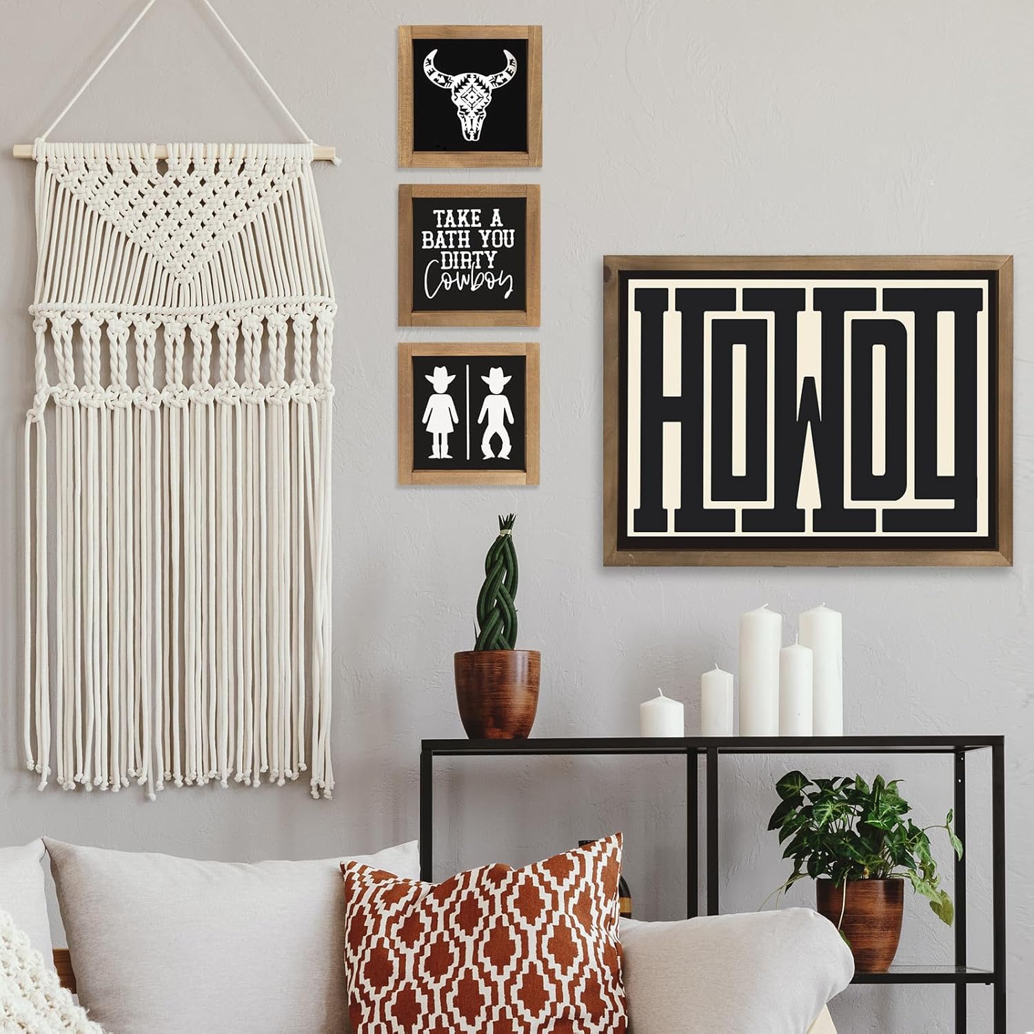 Flangairy Western Cow Skull Decor Wall Art Signs