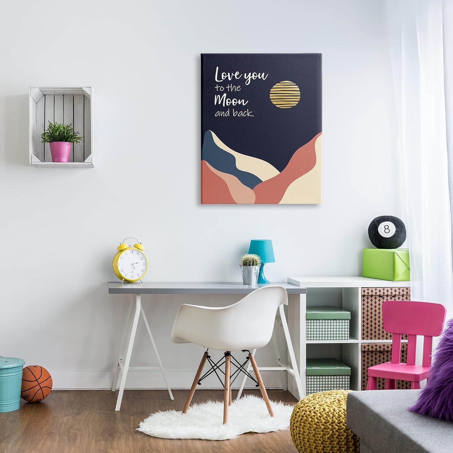 Stupell Industries Love You to Moon Canvas Wall Art Blue