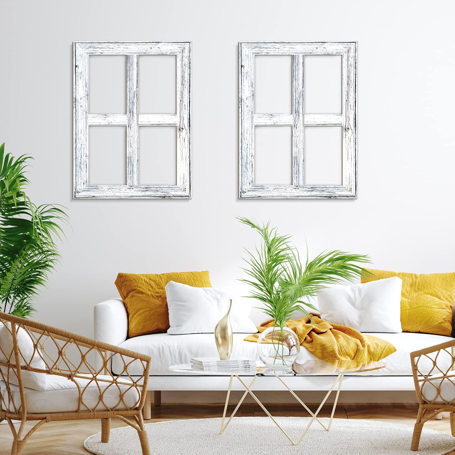 Qunclay 6 Pcs Rustic Wall Decor Set White Farmhouse