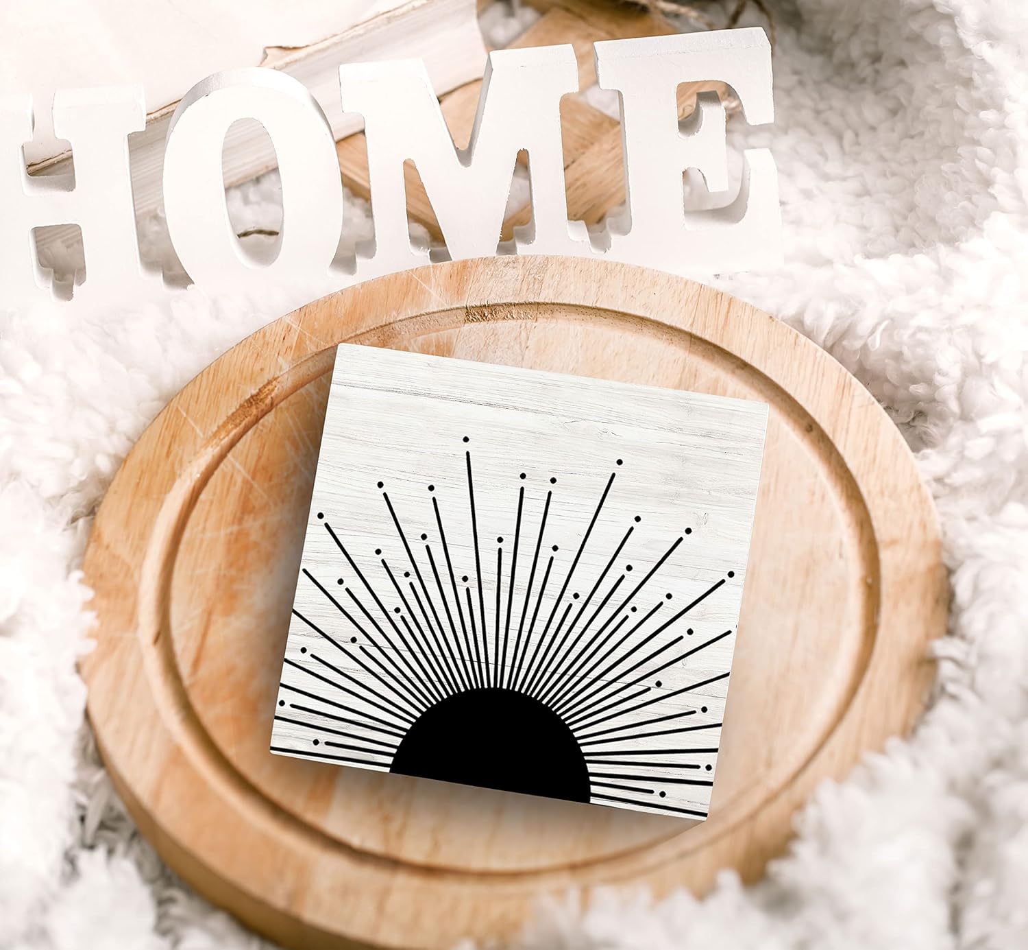 SRADMO Abstract Boho Wood Box Sign Decor