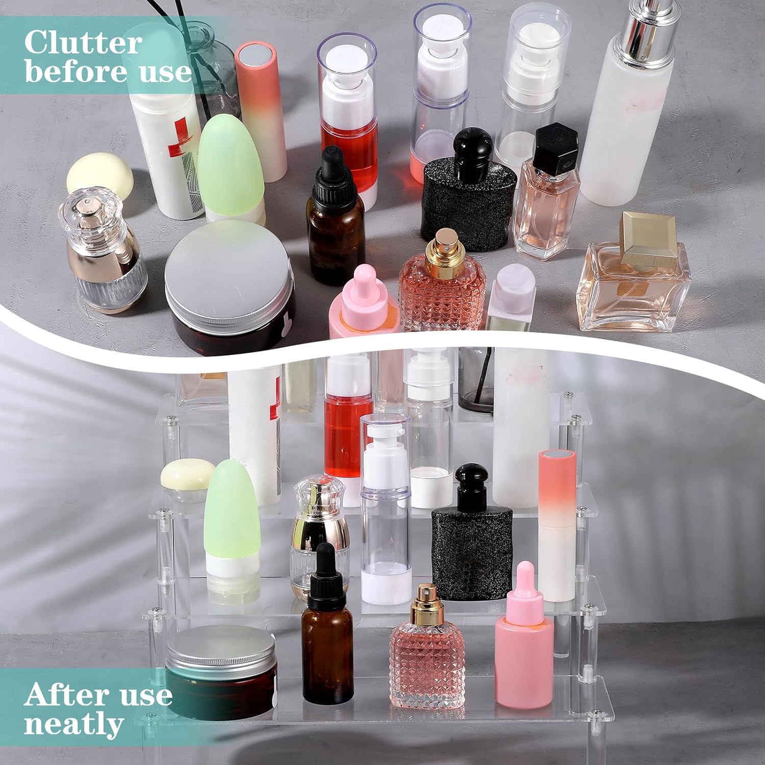 2 Pack 4 Tier Acrylic Display Risers for Organizing and Showcasing