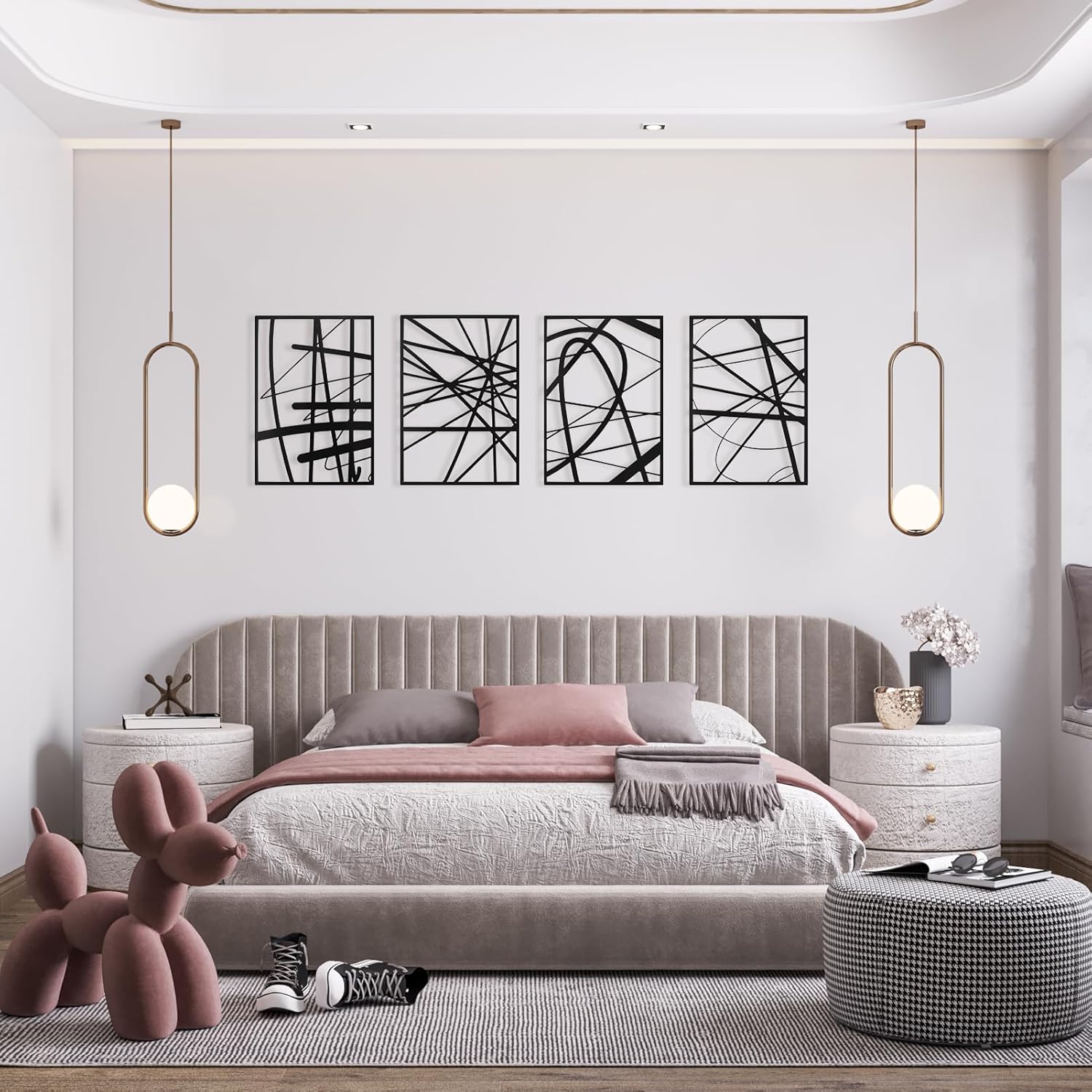 Art3dwallpanels Black Abstract Wall Art 4 Pack