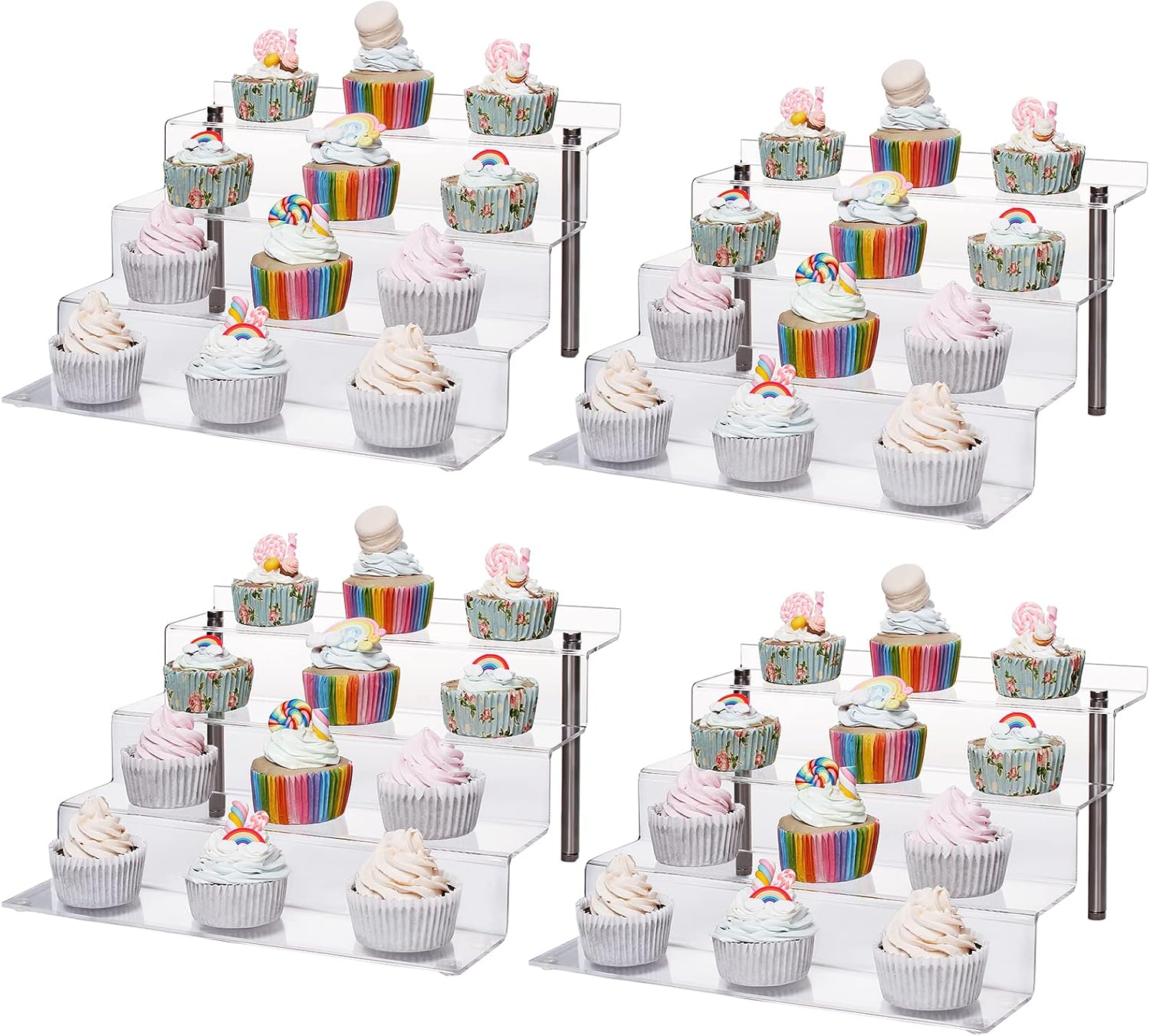CECOLIC 4 Tier Acrylic Display Riser Stand Large 4 Pack