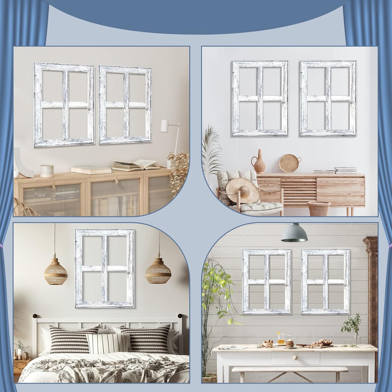 Qunclay 6 Pcs Rustic Wall Decor Set White Farmhouse